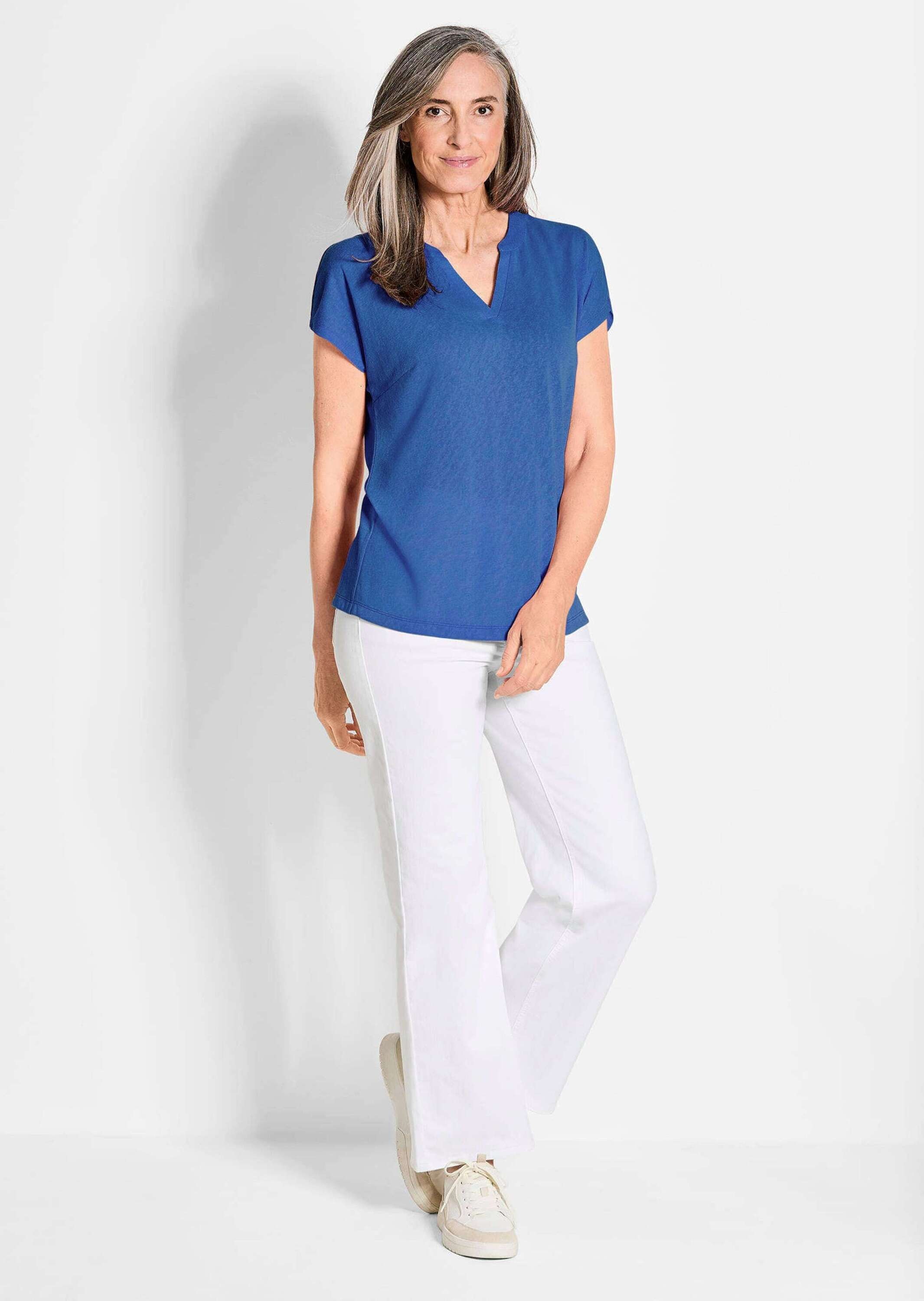 GOLDNER Kurzarmshirt "Luftiges Basicshirt mit V-Ausschnitt" günstig online kaufen