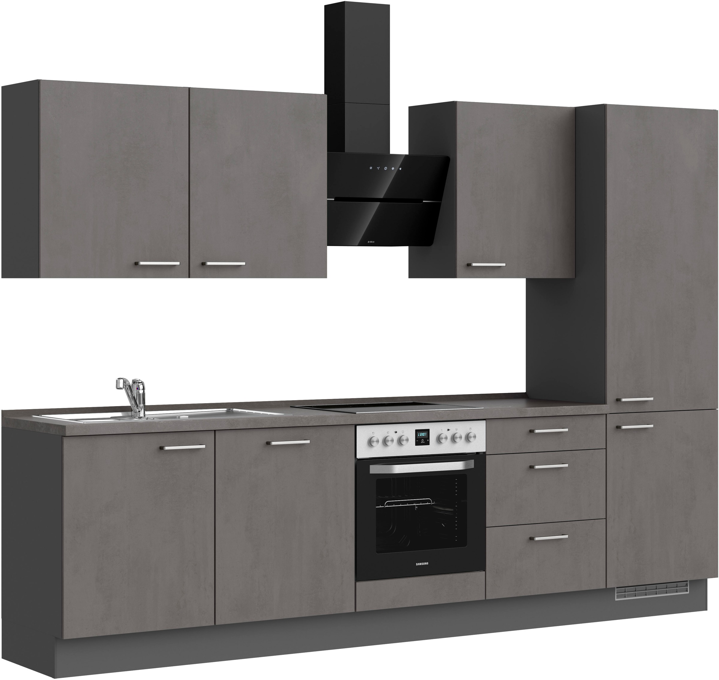 nobilia® Küchenzeile »"Riva II"« vormontiert, Ausrichtung wählbar, Breite 300 cm, wahlw. mit E-Geräten