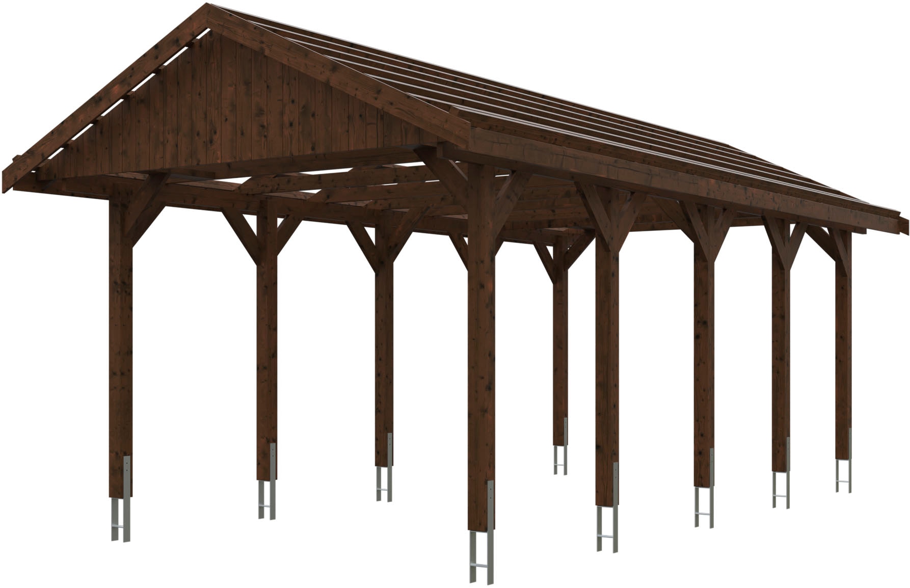 Skanholz Einzelcarport »Wallgau«, Nadelholz, 291 cm, Nussbaum, 380x750cm, mit Dachlattung