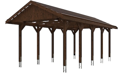 Einzelcarport »Wallgau«, Nadelholz, 291 cm, Nussbaum