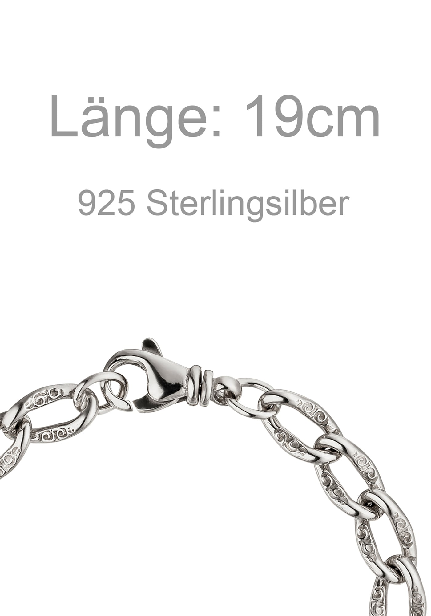 JOBO Panzerarmband »Herrenarmband 7,3 mm« 925 Silber mit Struktur 19 cm