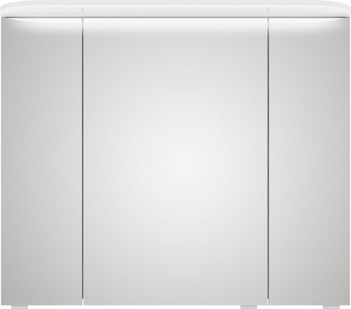 Saphir Badmöbel-Set »Balto Sprint 4-teilig, Mineralmarmor-Waschtisch mit LED-Spiegelschrank«, (5 St.), Midischrank und Unterschrank, inkl Türdämpfer, 5 Türen, 5 Schubladen
