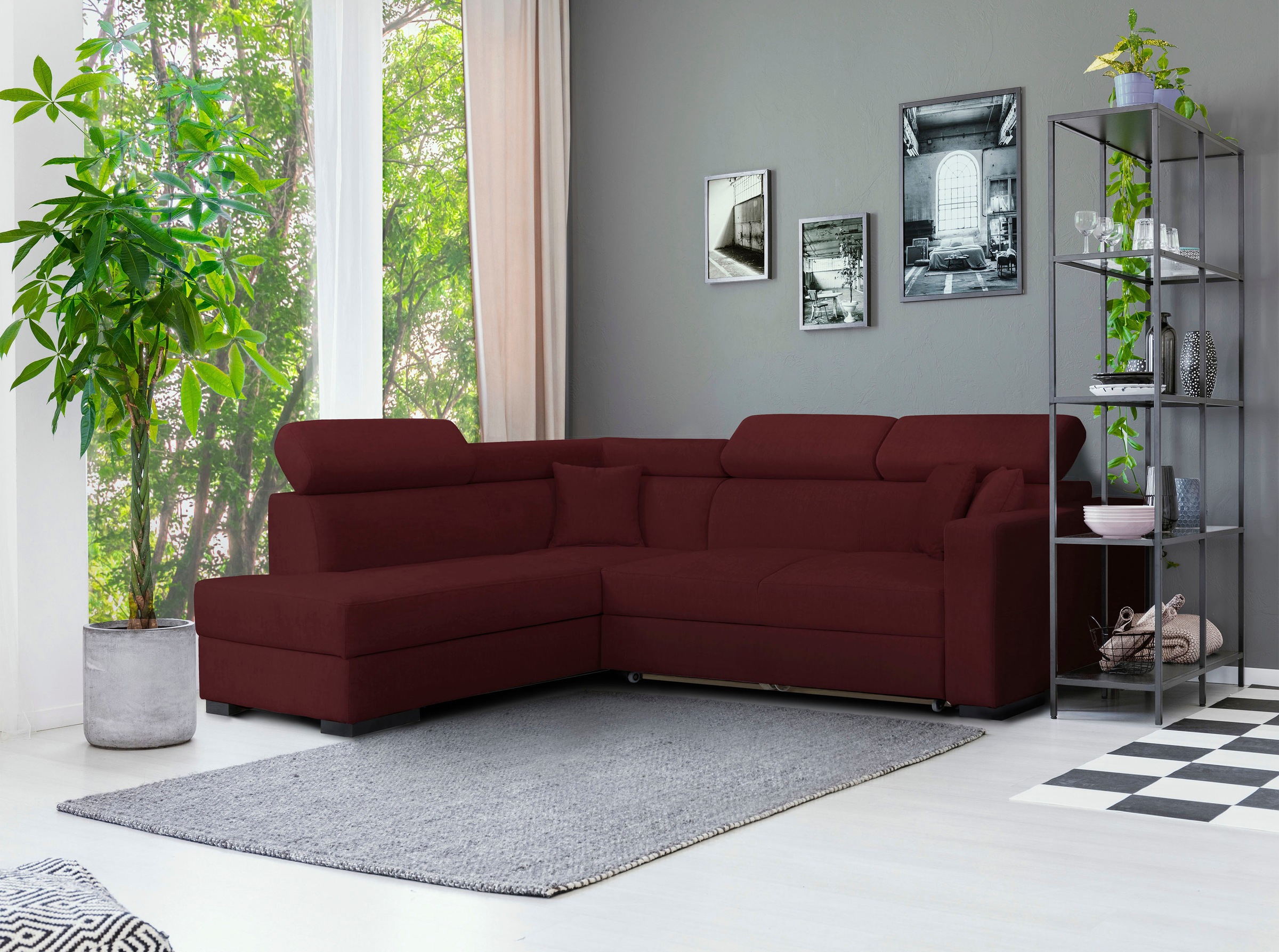Home affaire Ecksofa »Tulio L-Form«, wahlweise mit Bettfunktion und Bettkasten, incl. 3 Zierkissen