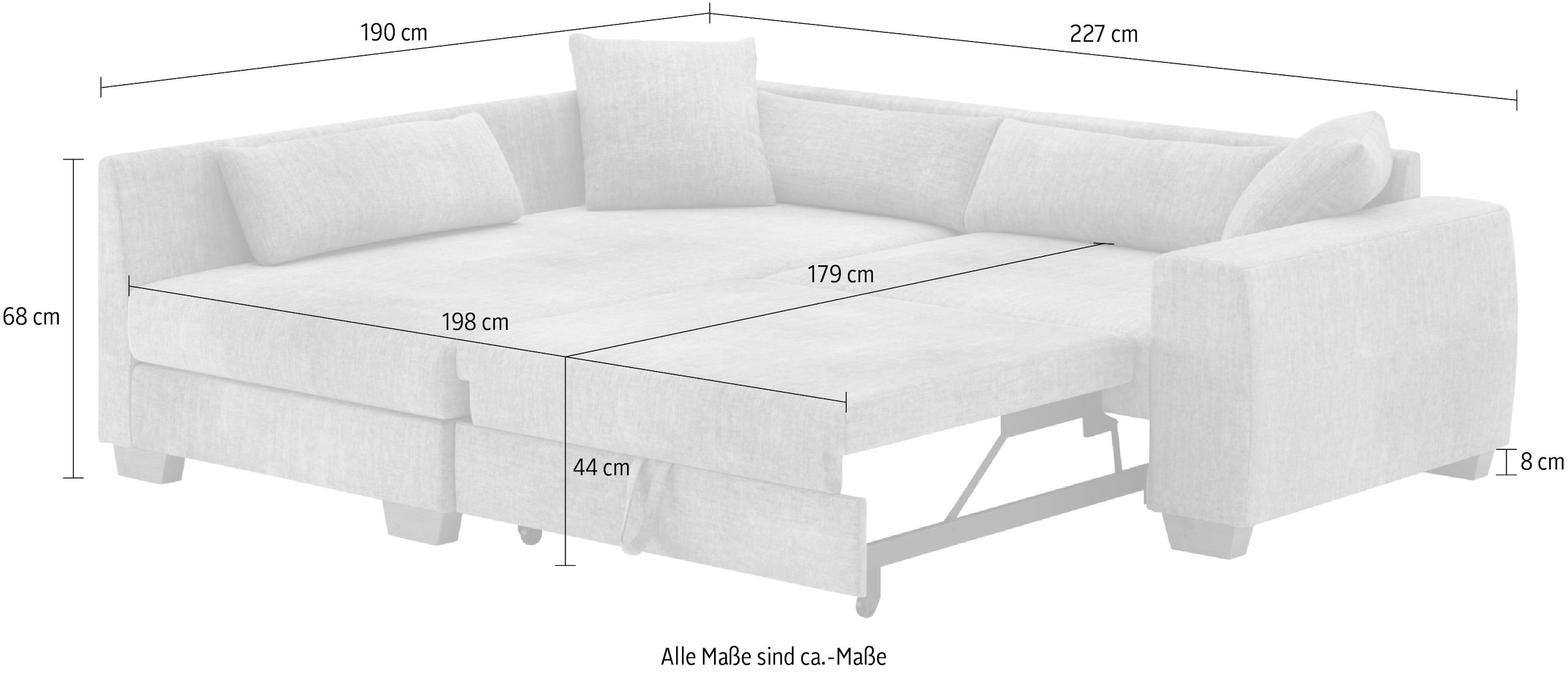 Mr. Couch Ecksofa »Helena L-Form, bis 140 kg belastbar«, mit Taschenfederkern, wahlweise mit Bettfunktion