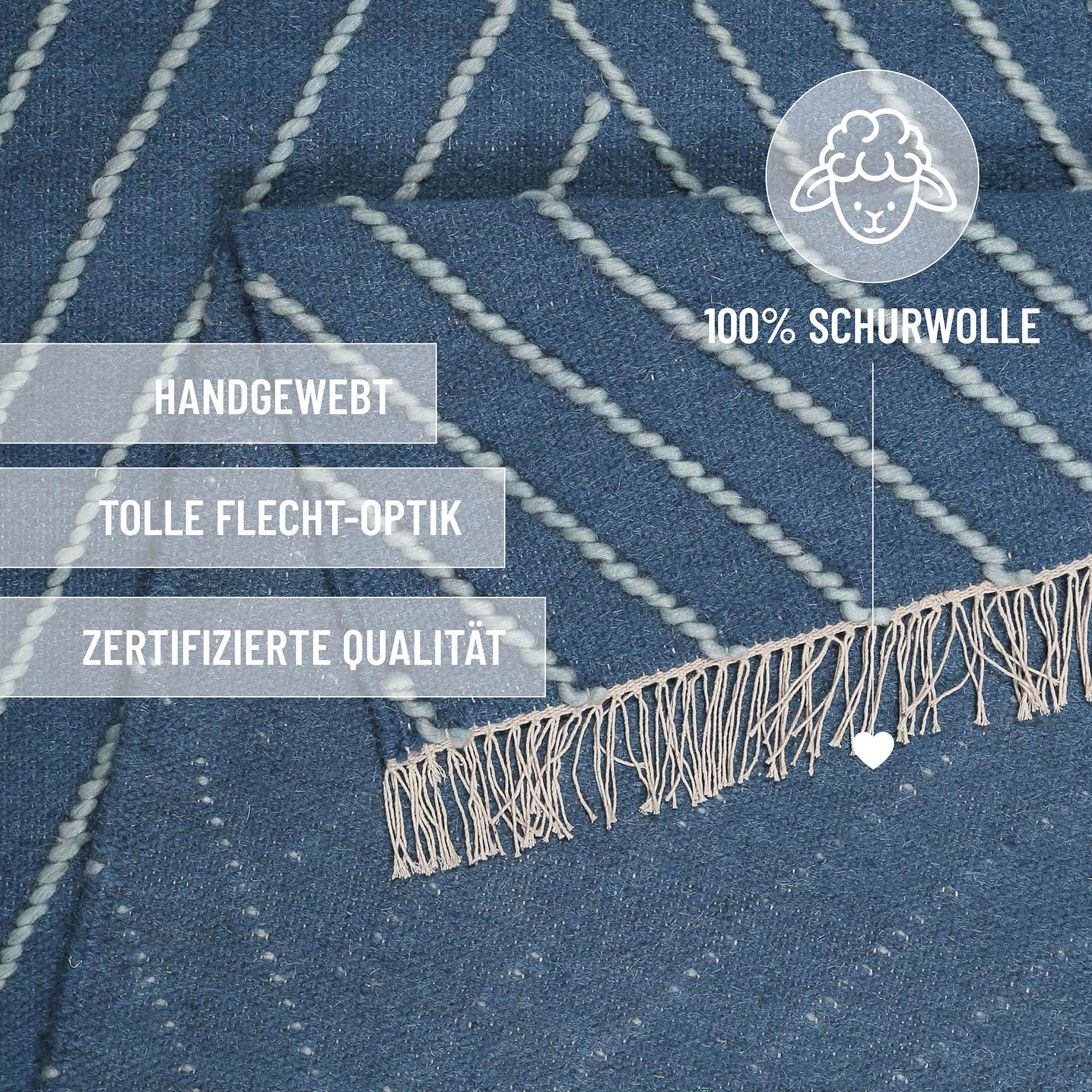 Wecon home Teppich »Ocean Lines«, rechteckig, 11 mm Höhe, handgewebt, robust, strapazierfähig, skandinavisch, Naturfaser