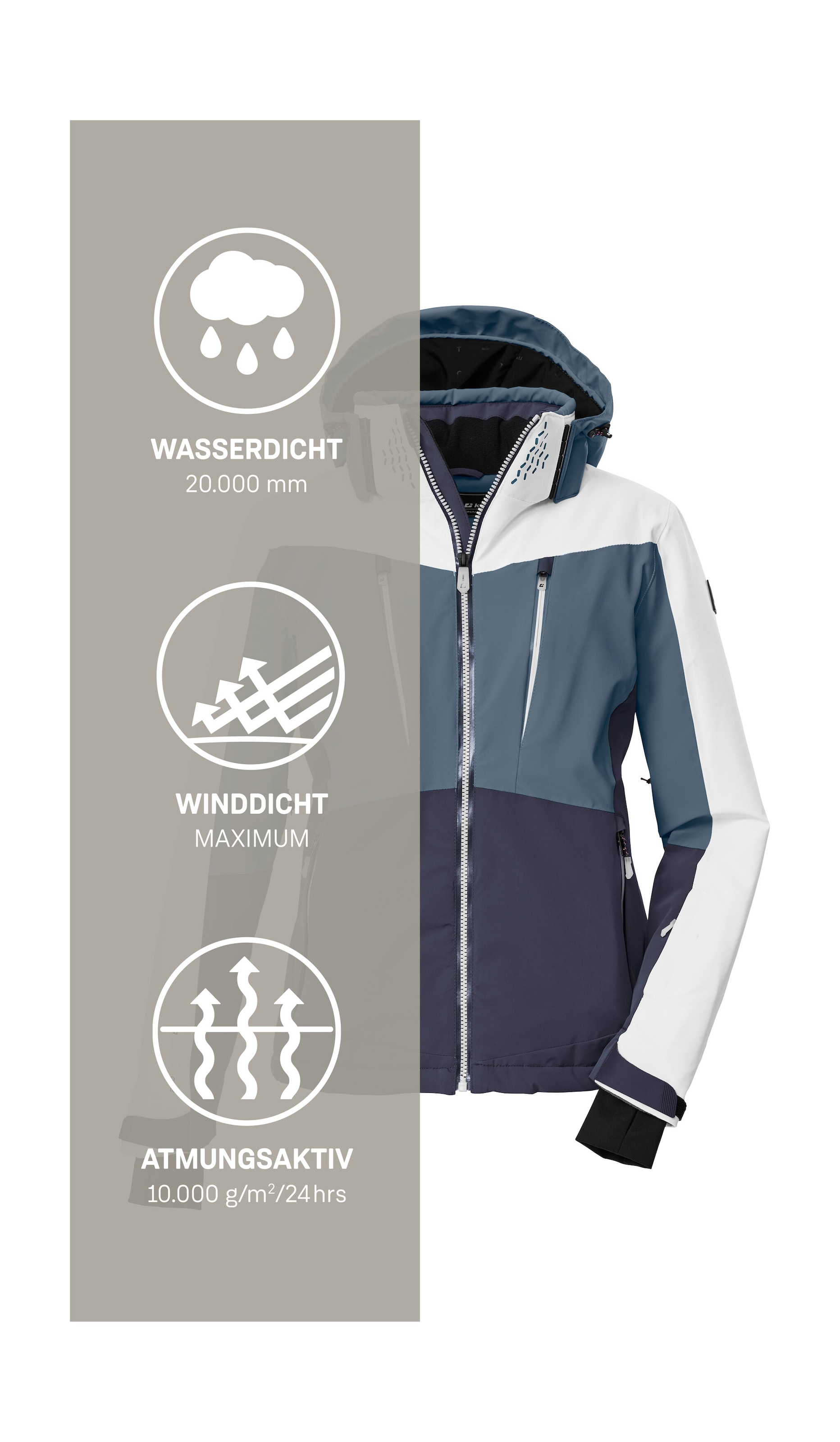 Killtec Skijacke »KSW 43 WMN SKI JCKT« Hochfunktionale Skijacke, wasserdicht, atmungsaktiv, 4-Wege-Stretch