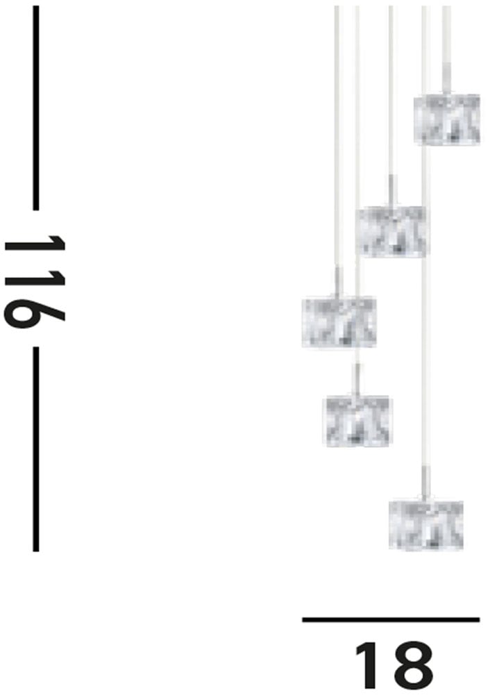 Searchlight Hängeleuchte »Ice Cube 5Lt Multi-Drop Pendant - Chrome Metal & Glass« LED-Modul 1 Stk. Warmweiß