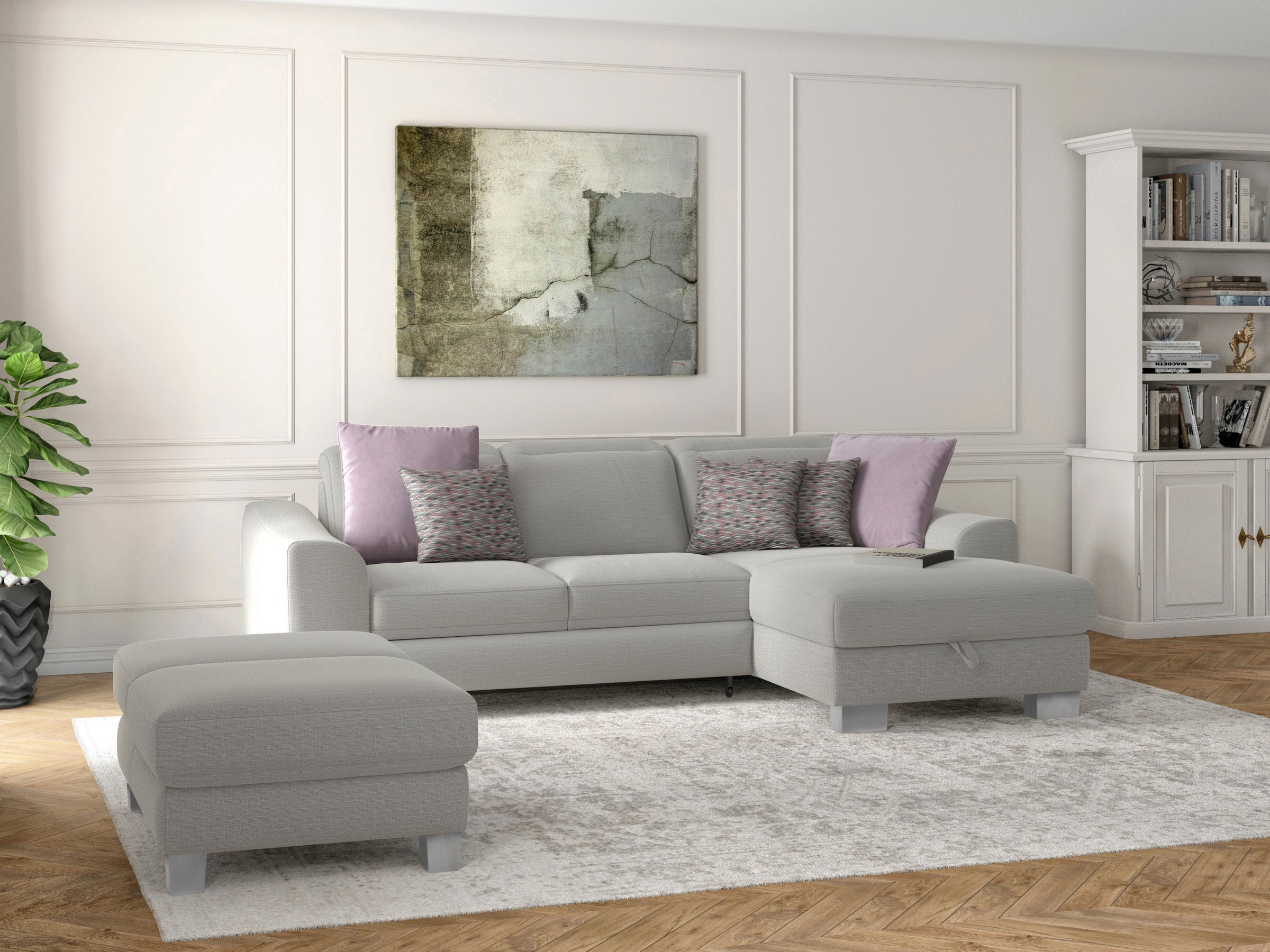 Ecksofa SIT & MORE "Dundee L-Form", silber, B:264cm H:86cm T:175cm, Sofas, Ecksofa, mit Federkern und Edelstahlfüßen, wahlweise mit Kopfteilverstellung 7