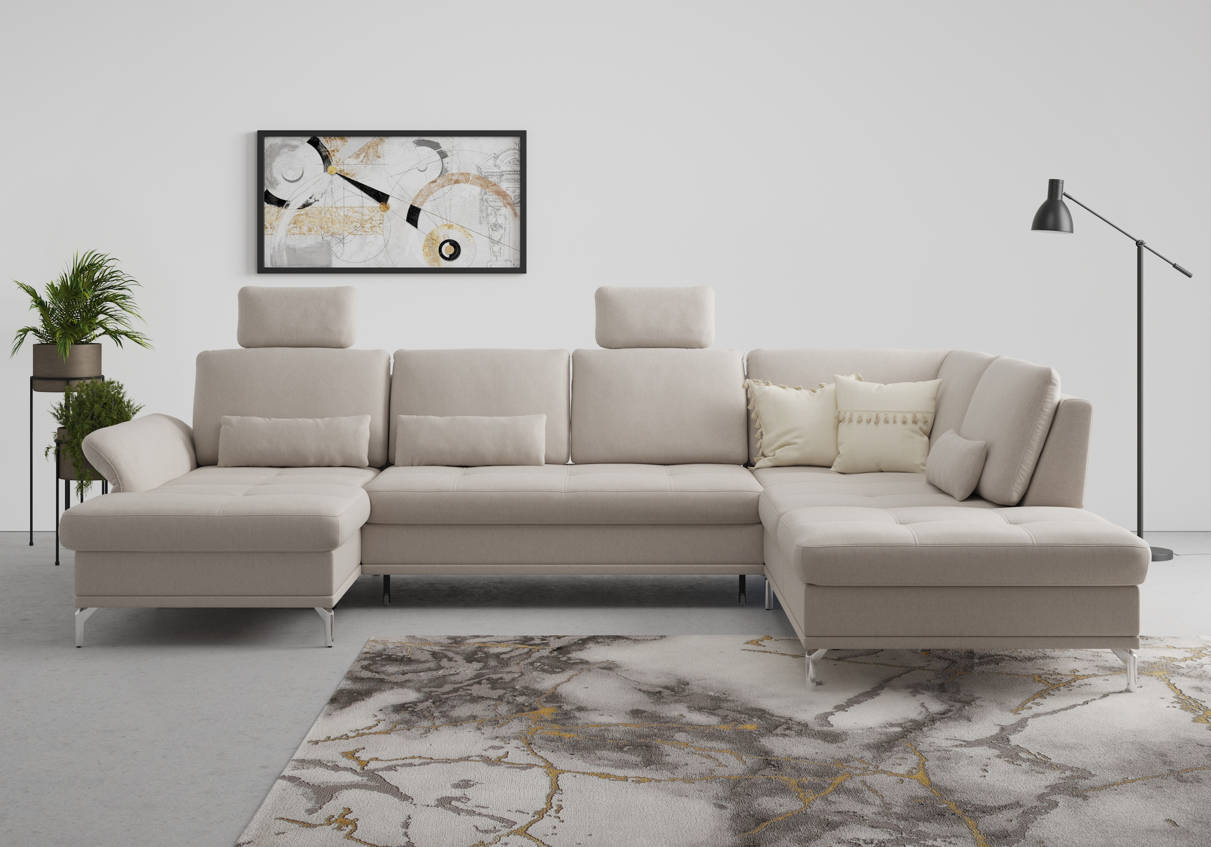 Home affaire Wohnlandschaft "Palm Beach U-Form" Federkern, mit Sitztiefenve günstig online kaufen