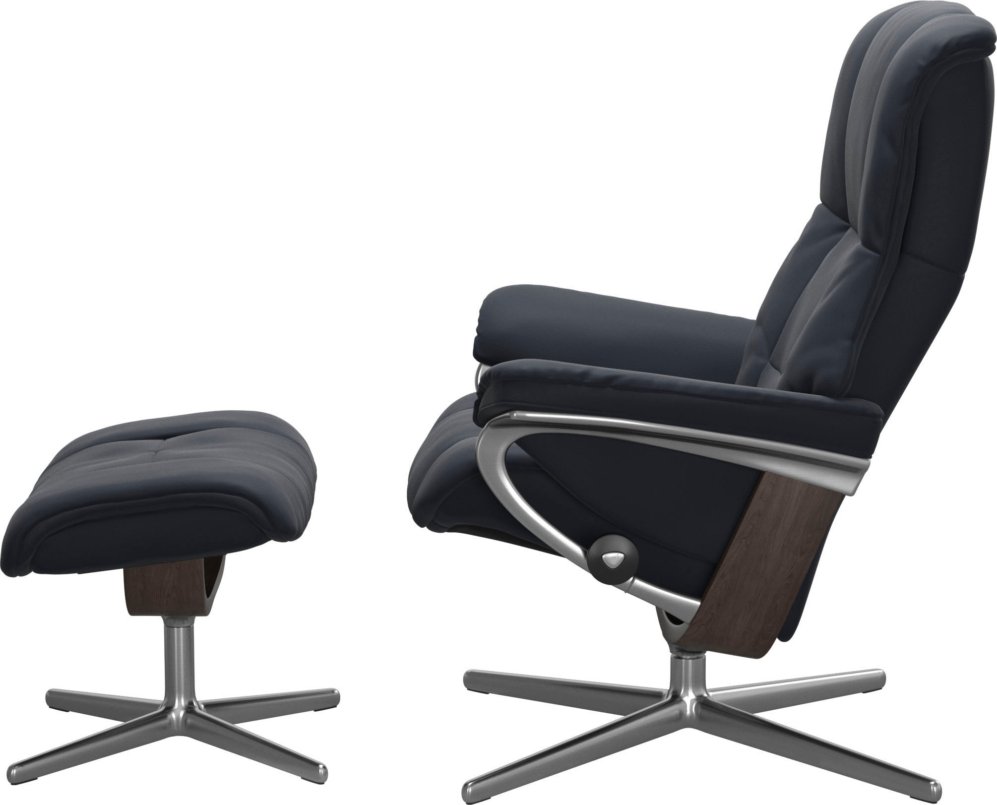 Relaxsessel STRESSLESS "Mayfair", blau (shadow blau paloma), B:79cm H:102cm T:73cm, Leder PALOMA: PALOMA ist ein durchgefärbtes Semianilin-Möbelleder mit natürlicher Narbung., Sessel, Relaxsessel, mit Cross Base, Größe S, M & L, Holzakzent Wenge 3