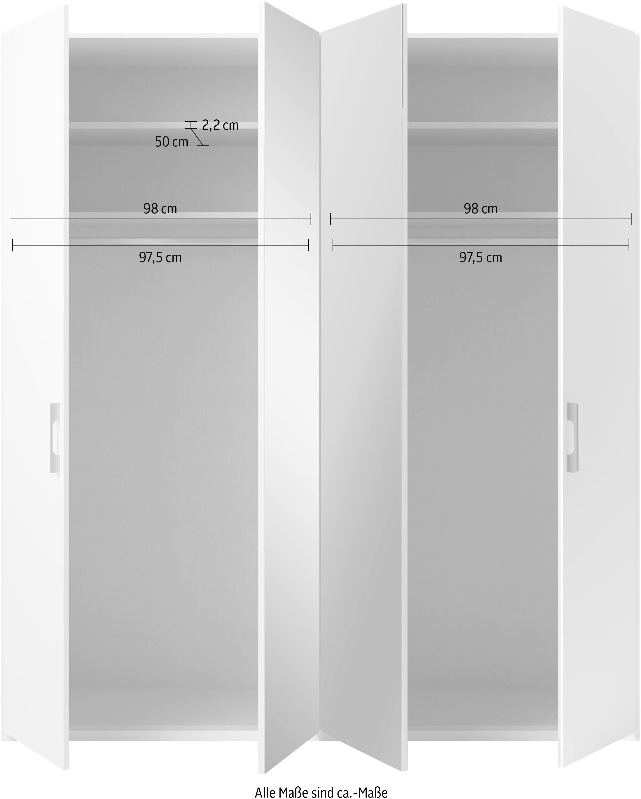 set one by Musterring Drehtürenschrank »Henderson«, mit Spiegel, in 2 Breiten, inkl. Fachböden und Kleiderstangen