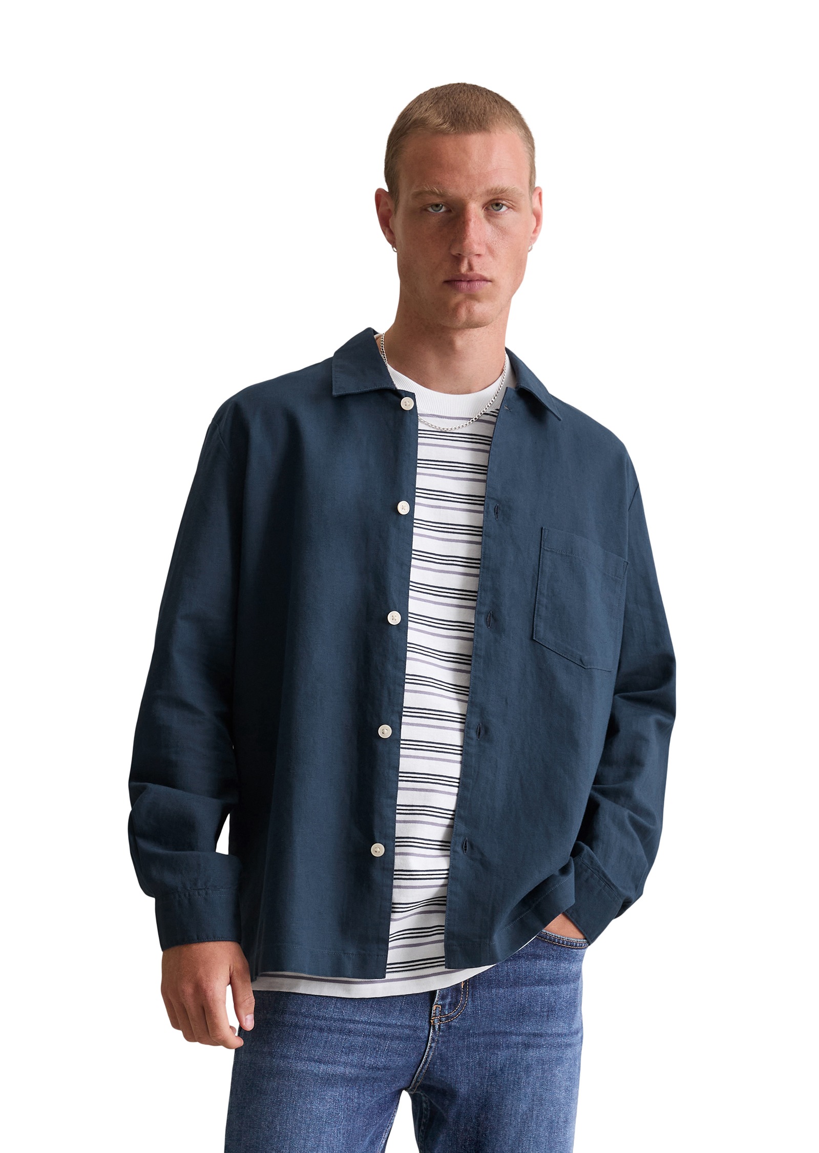 Marc OPolo DENIM Langarmhemd, relaxed, Leinenmischung günstig online kaufen