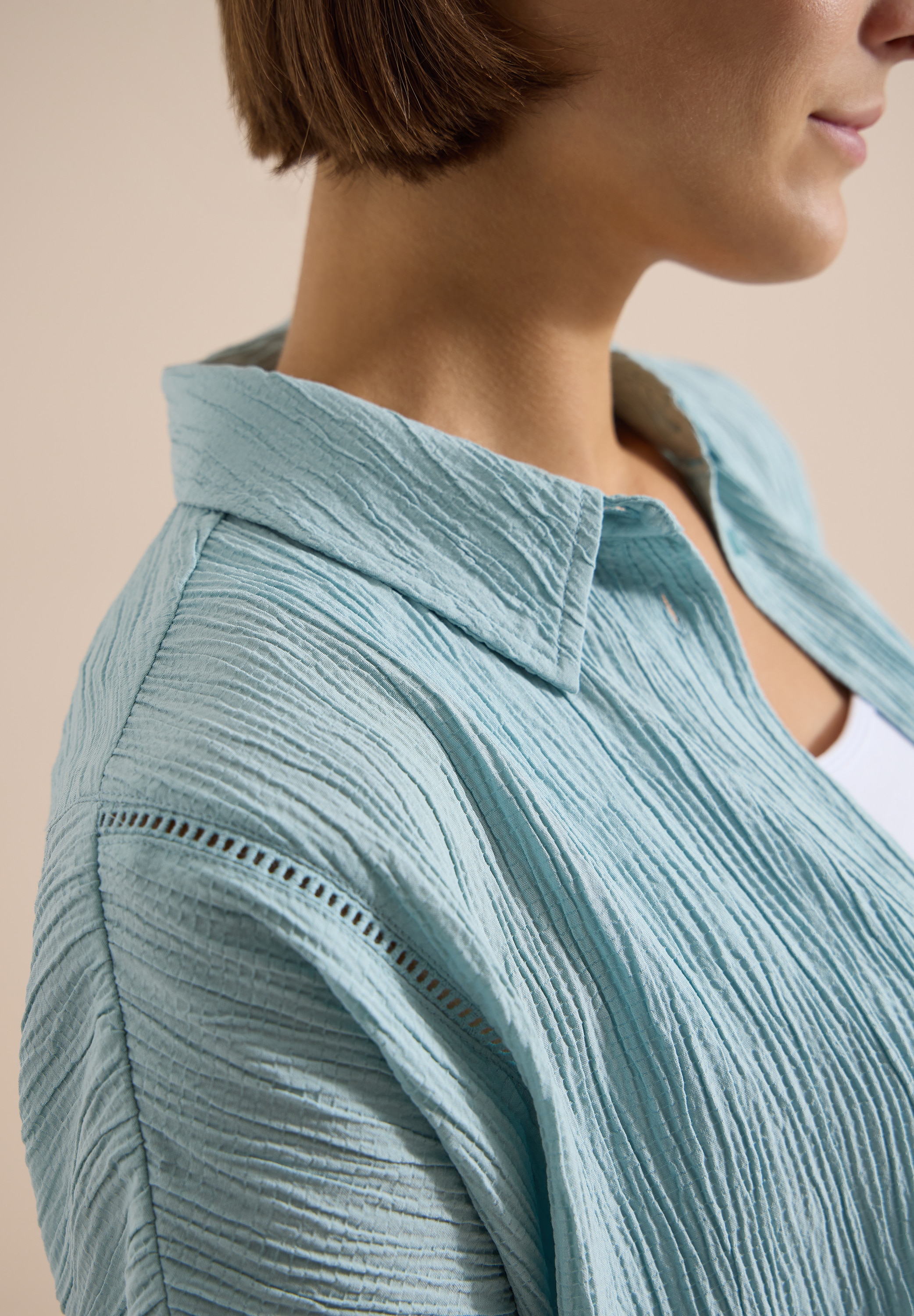 Cecil Shirtbluse Sommerbluse mit Hemdkragen und Knopfleiste