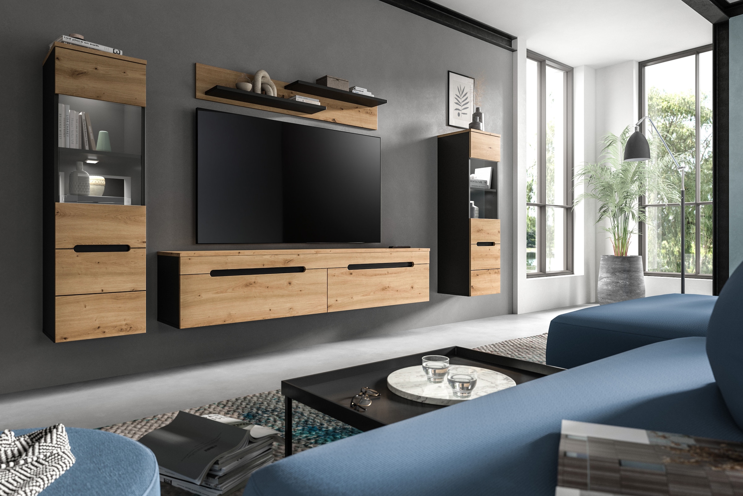 INOSIGN Wohnwand "REHAT, TOPSELLER, 4-teilig, inkl. Beleuchtung, stehend od günstig online kaufen