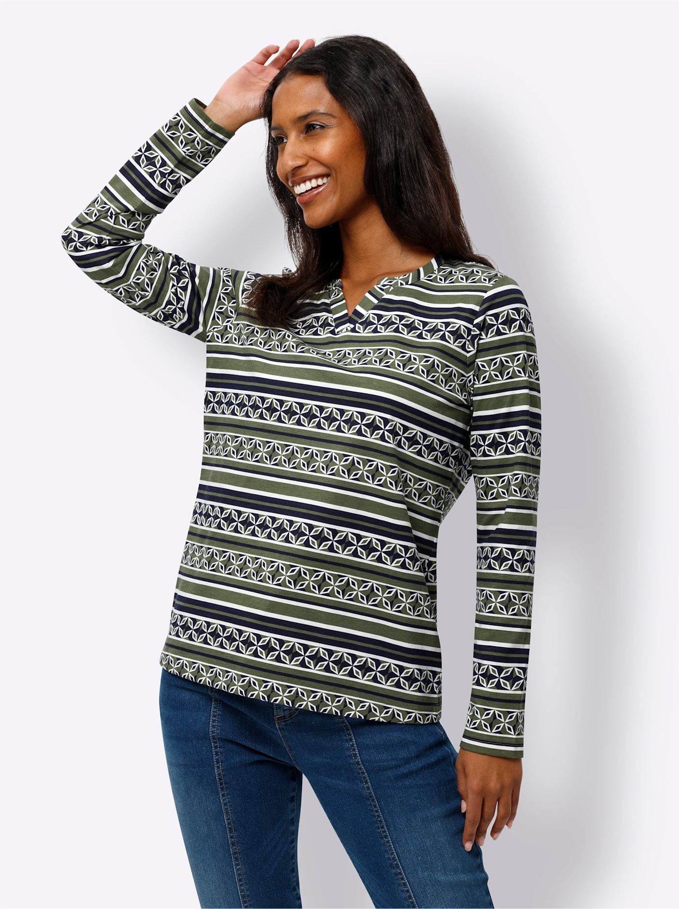 heine Langarmshirt "Druck-Shirt", (1 tlg.) günstig online kaufen