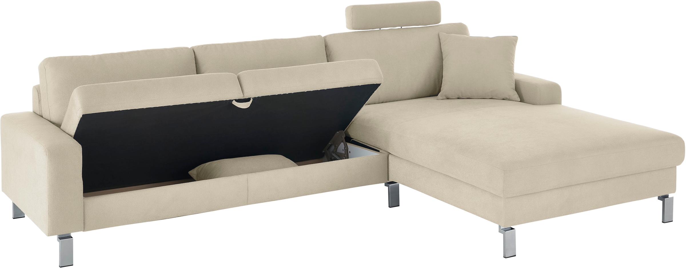 3C Candy Ecksofa »Lecce, wahlweise PUR-Schaumstoff oder Tonnentaschenfederkern« Bett im 2,5-Sitzer, teilmotorische Schlaffunktion im Longchair, L-Form