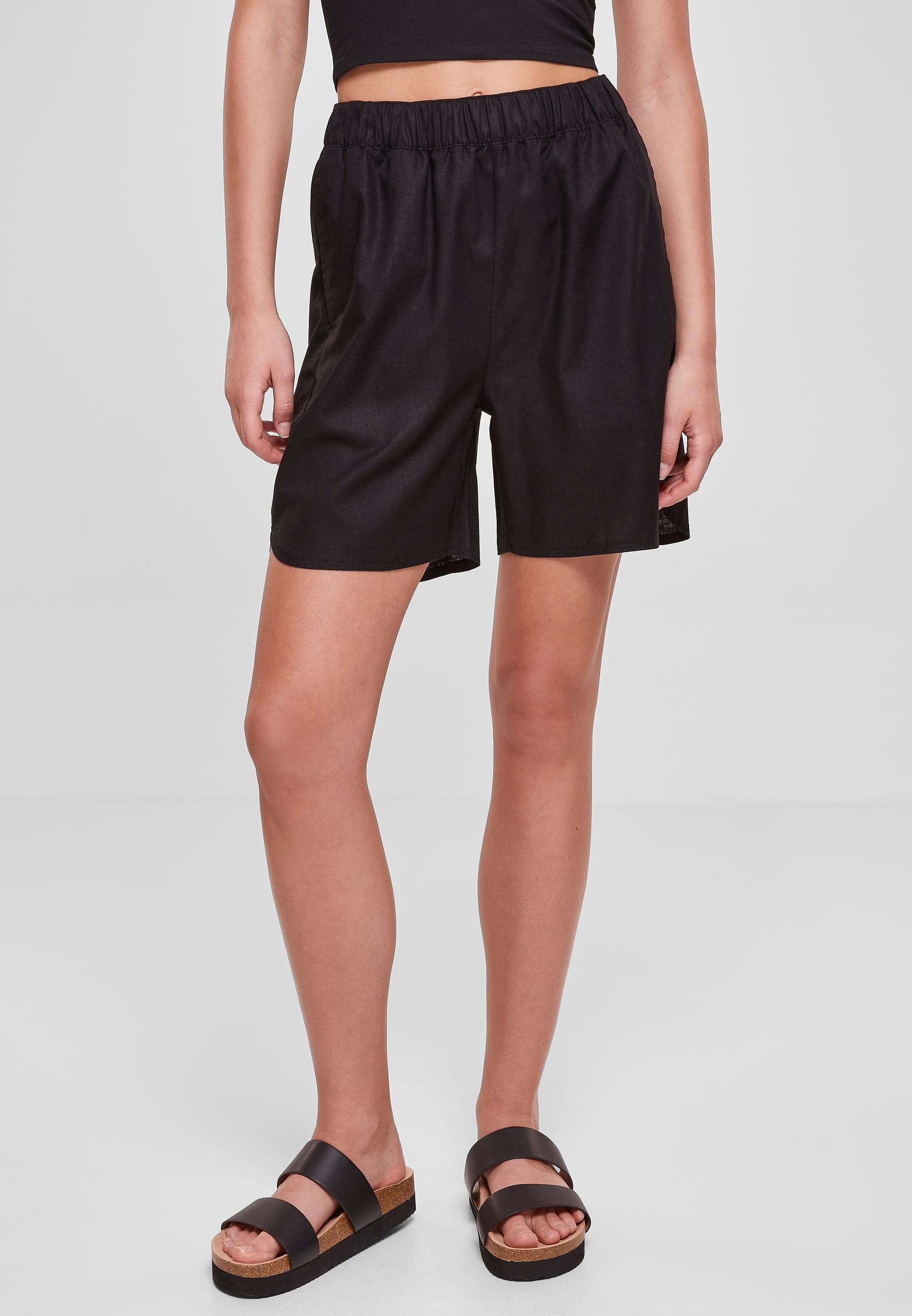 URBAN CLASSICS Shorts »Urban Classics Damen Ladies Linen Mixed Shorts«, (1 tlg.)