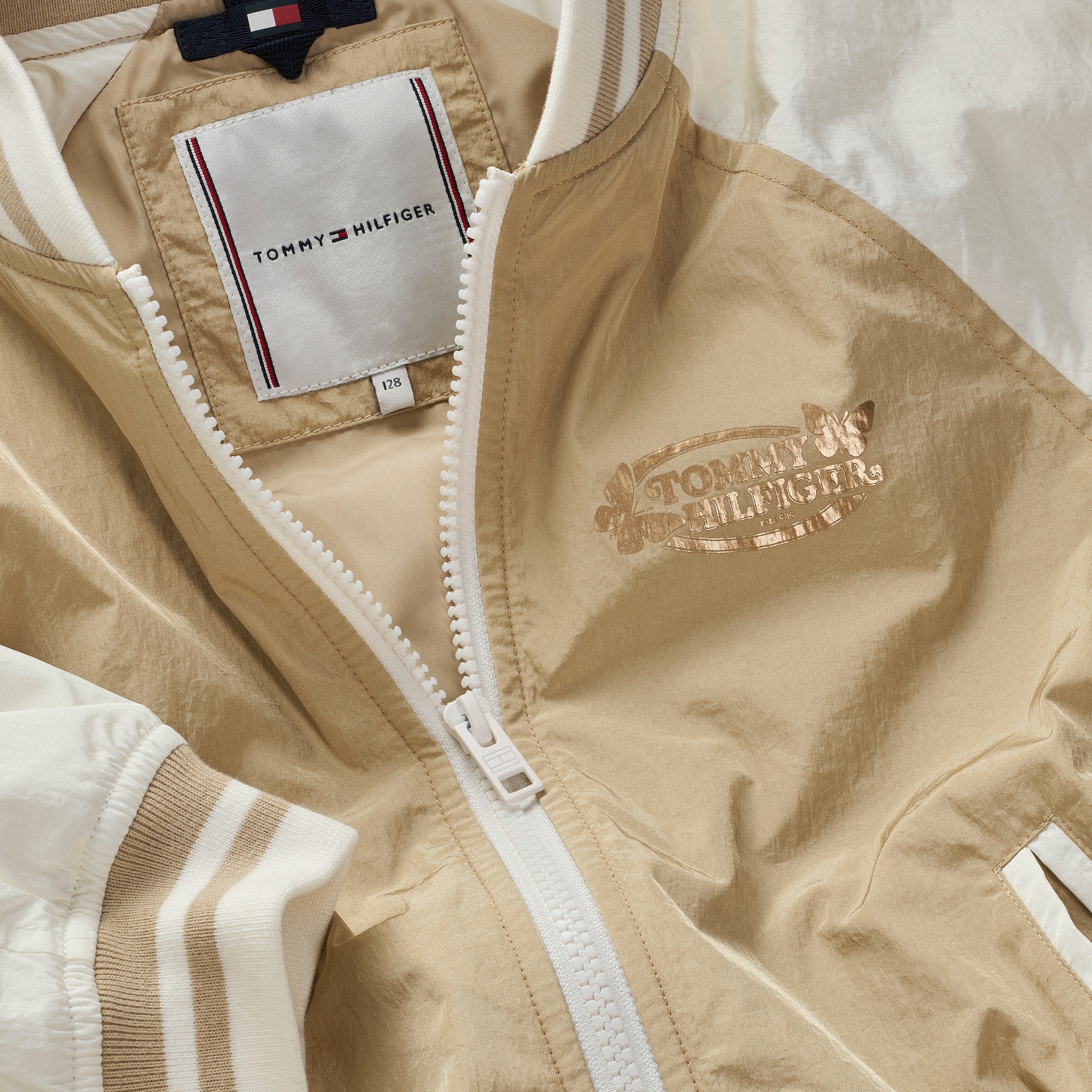 Tommy Hilfiger Blouson »BUTTERFLY GRAPHIC BOMBER JACKET«, für Kinder bis 16 Jahre, mit glänzendem Butterfly-Print
