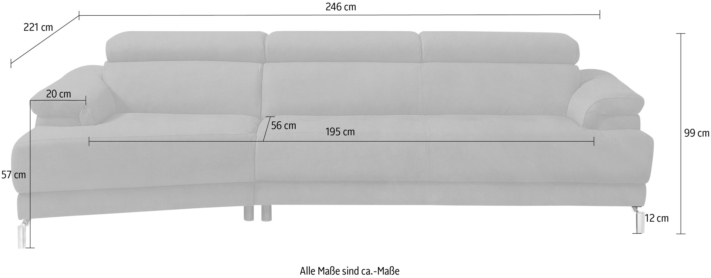 Egoitaliano Ecksofa »Soul, extravagantes Designsofa, Megasofa, super bequem, tolle Details«, mit Trapez-Abschlußelement, inkl verstellbarer Kopfteile