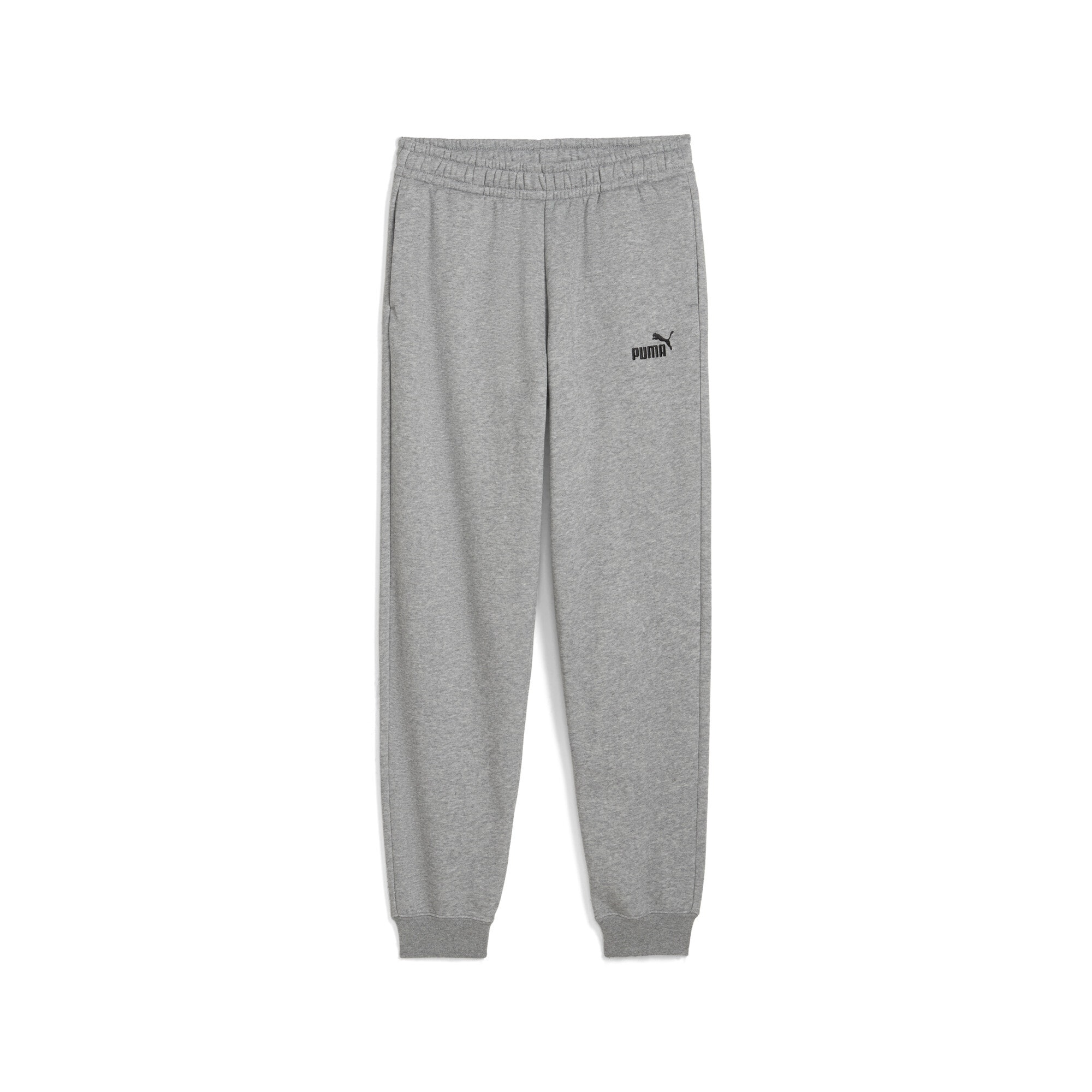 Sporthose PUMA "ESS No. 1 Logo Fleece-Jogginghose Jungen", Mädchen, Gr. 164, Normalgrößen, grau (medium gray heather), Obermaterial: 34% Polyester, 66% Baumwolle; Rippe: 97% Baumwolle, 3% Elasthan; Tasche – Oben: 100% Baumwolle, unifarben, regular fit, Ho