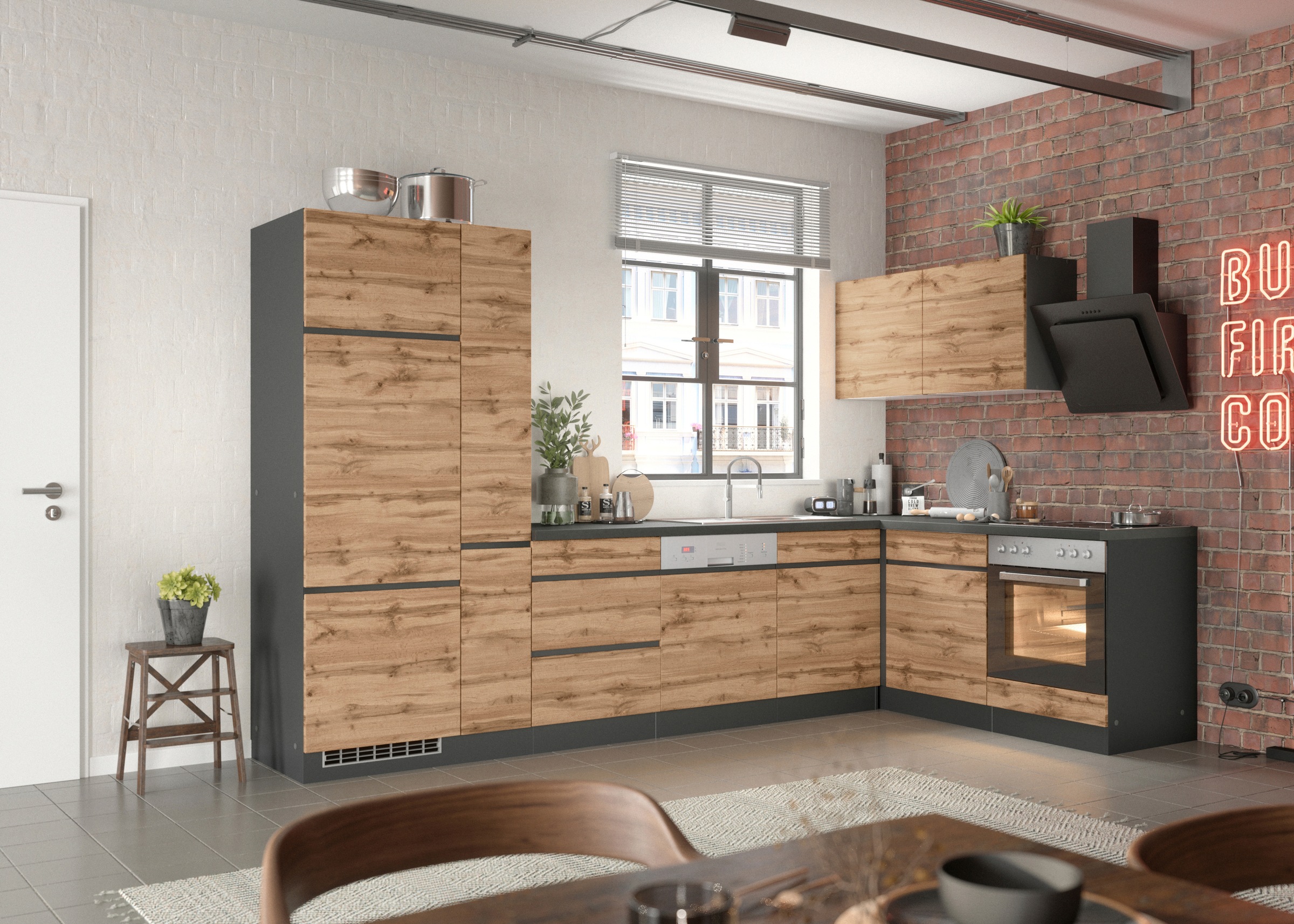 KOCHSTATION Winkelküche »KS-Riesa«, Stellbreite 240x270 cm, wahlweise mit oder ohne E-Geräte
