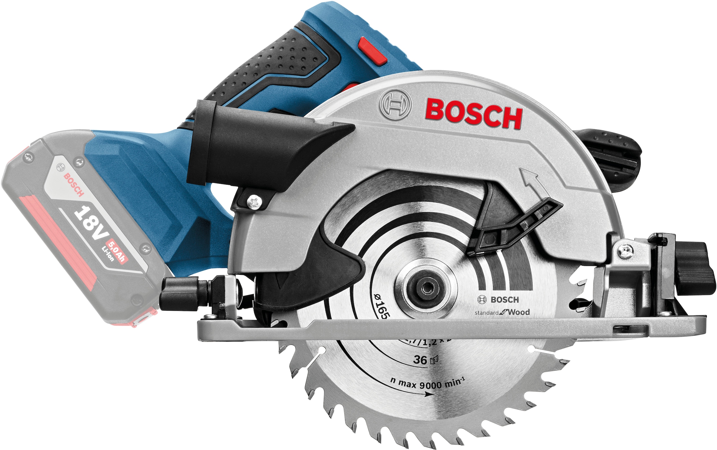 Bosch Professional Akku-Handkreissäge »»GKS 18V-57 G PROFESSIONAL«« Keine Selbstentladung, kein Memory-Effekt, lange Haltbarkeit