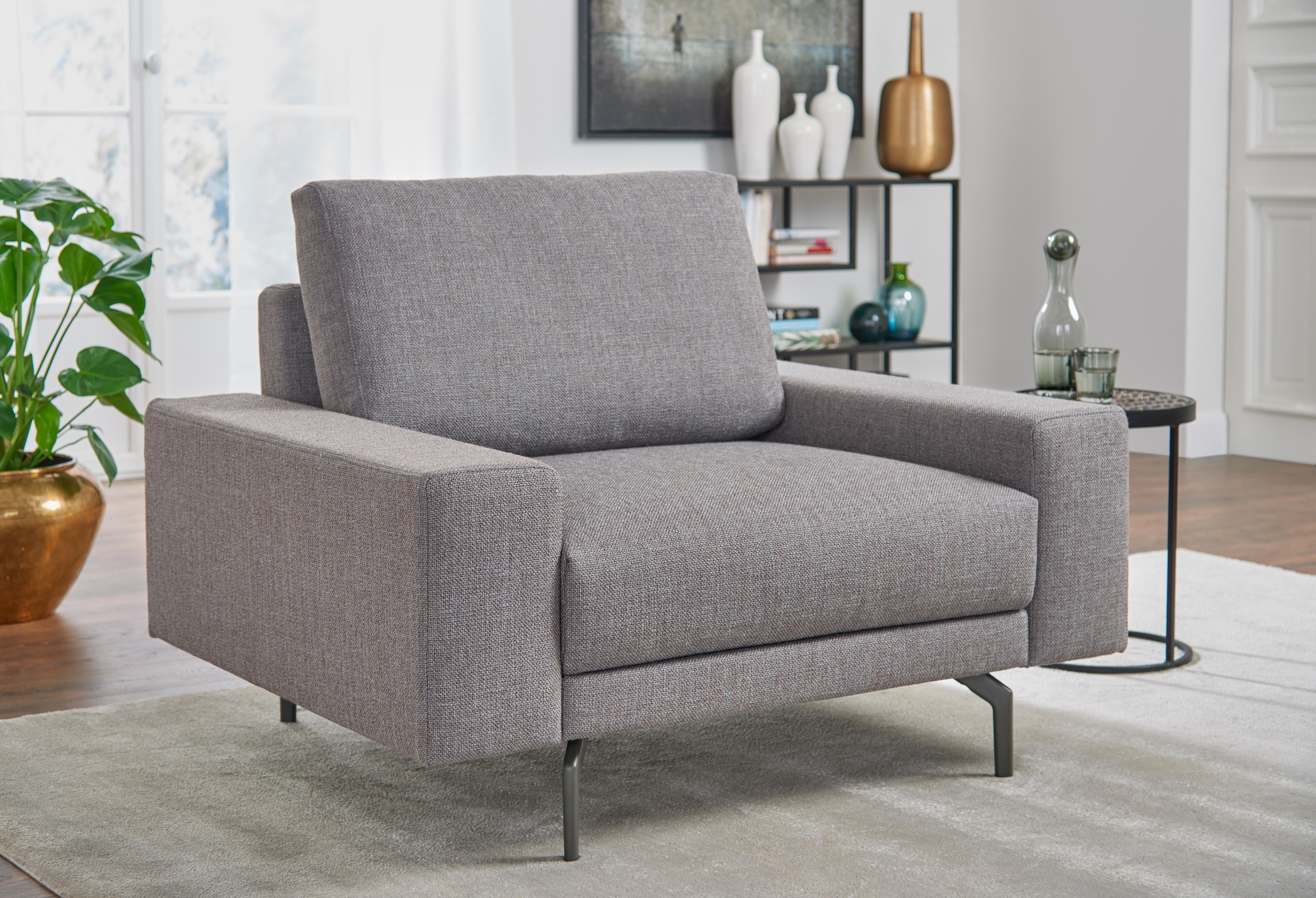 Creation BY ROLF BENZ Sessel »CR.450, Designsessel, Loungesessel«, Armlehne breit niedrig, Alugussfüße in umbragrau, Breite 120 cm