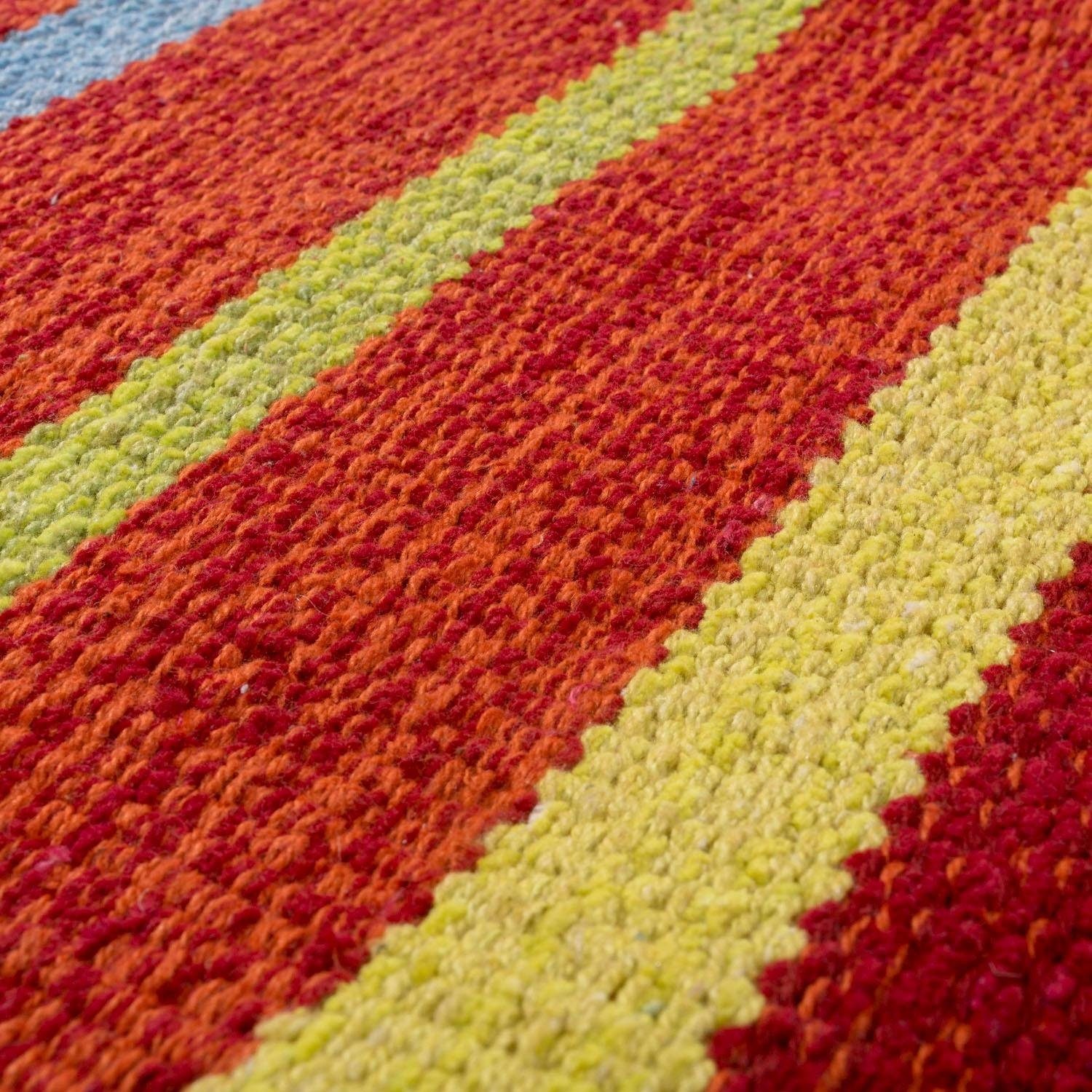 Paco Home Teppich »Kilim 213«, rechteckig, 12 mm Höhe, handgewebter Wendeteppich, reine Baumwolle, gestreift, Wohnzimmer