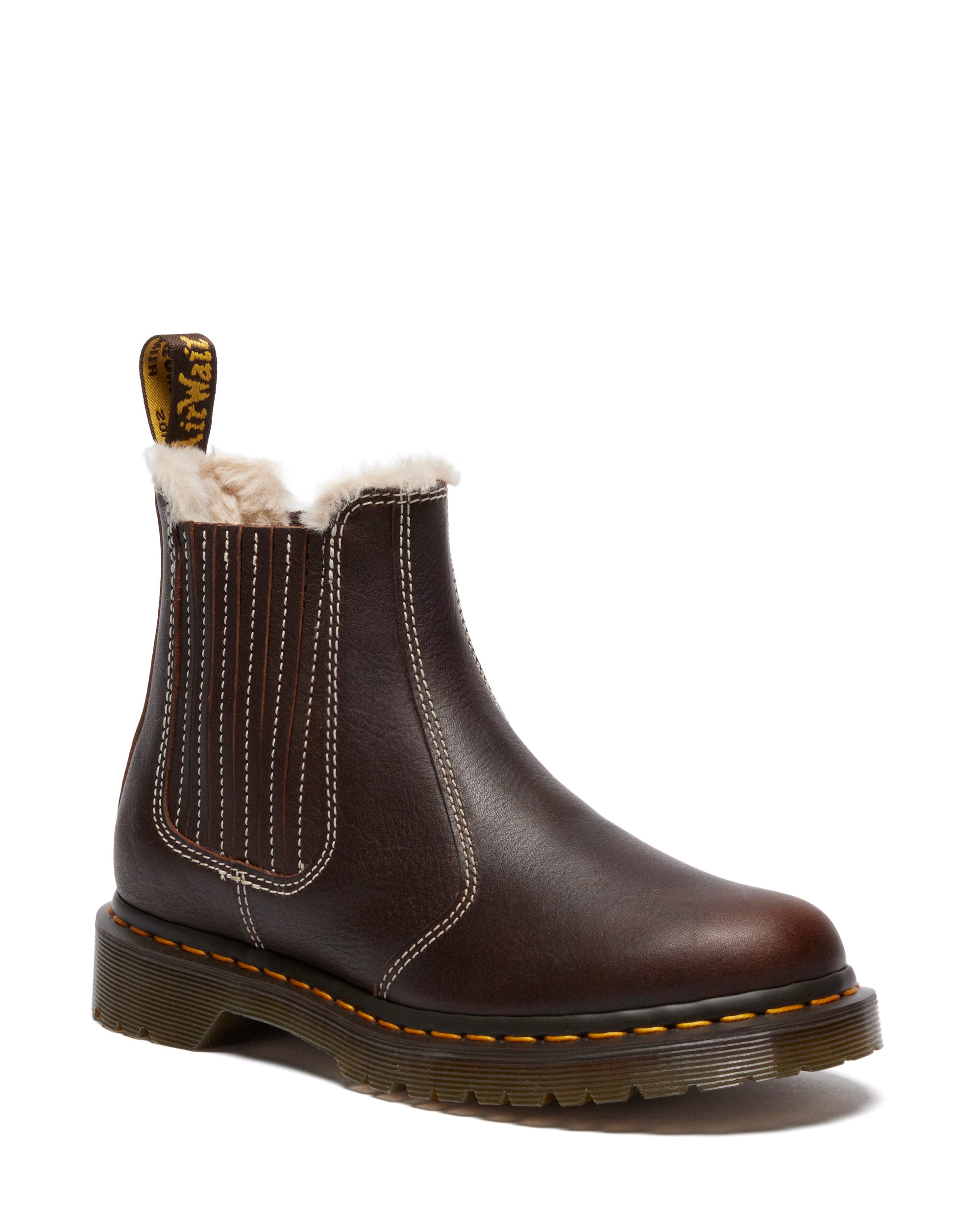 DR. MARTENS Winterboots »2976 Leonore II«  Blockabsatz, Stiefelette, Schlupfboots mit Fellimitat am Schaftrand