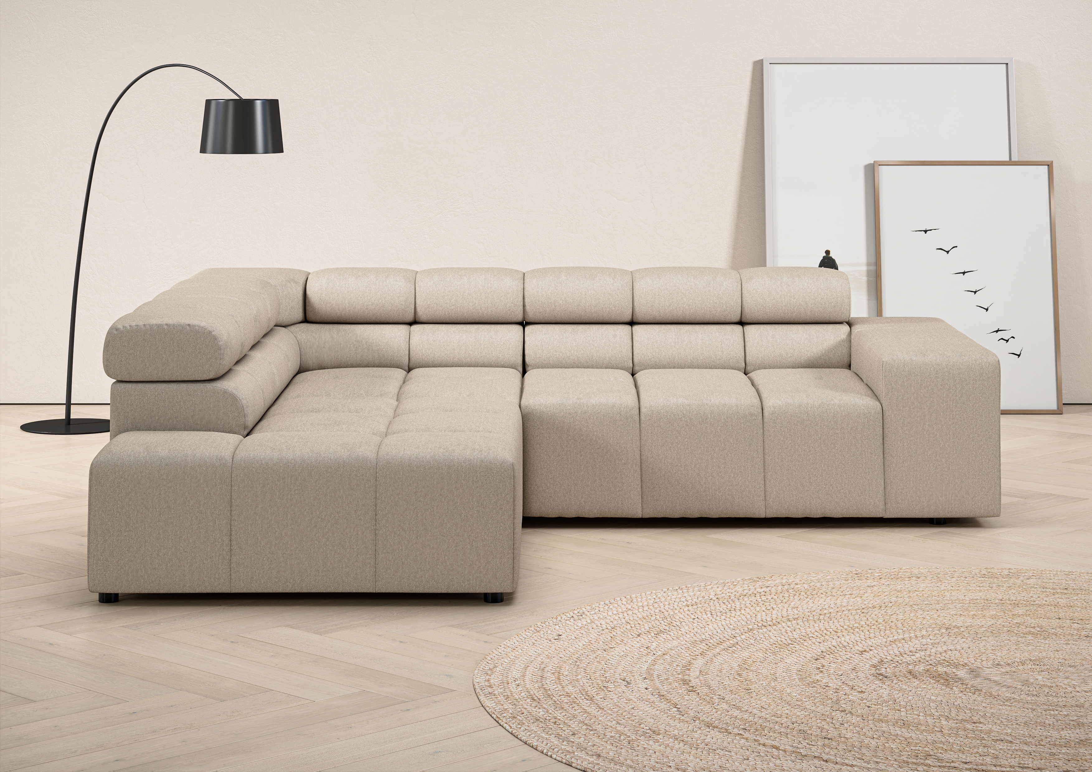 Home affaire Ecksofa "Ancona, Ecksofa, incl. Kopfteilverstellung, Breite 249 cm, L-Form" wahlweise motorische Sitztiefenverstellung, B/T(H: 249/215/70 cm