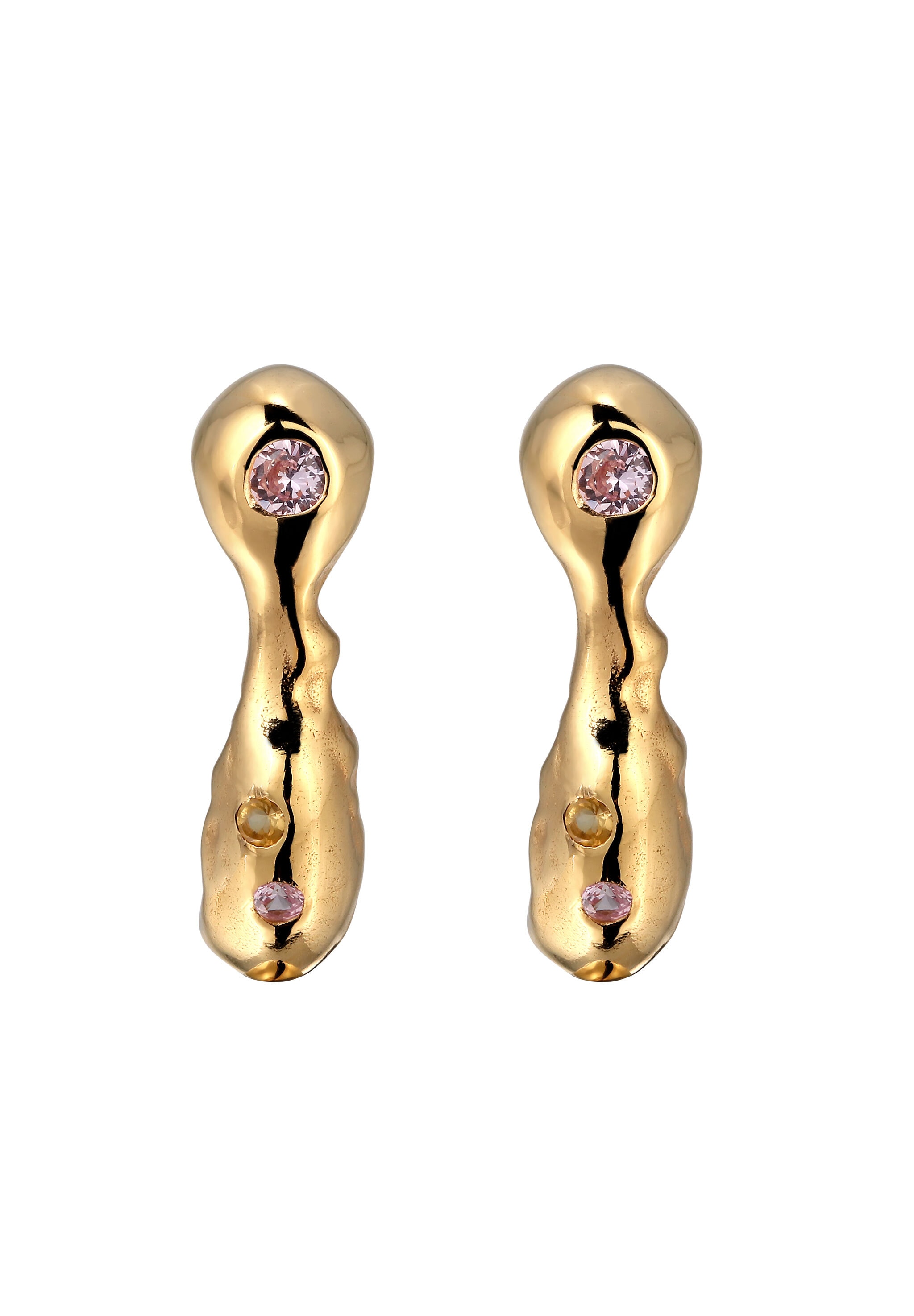 HAZE & GLORY Paar Ohrstecker »Ohrringe Ohrstecker Citrin Synthetischer Saphir Gelb 925 Sterling Silber vergoldet«