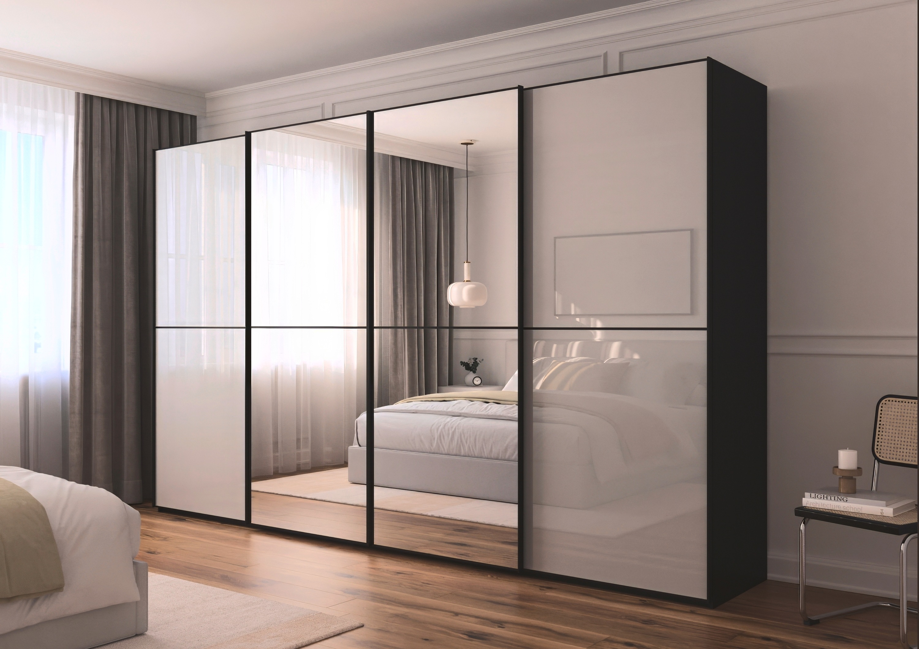 Thumbnail - rauch Schwebetürenschrank "Kleiderschrank Schrank Garderobe Schlafzimmerschrank SCALE-DUO", edle zweigeteilte Türen Spie...