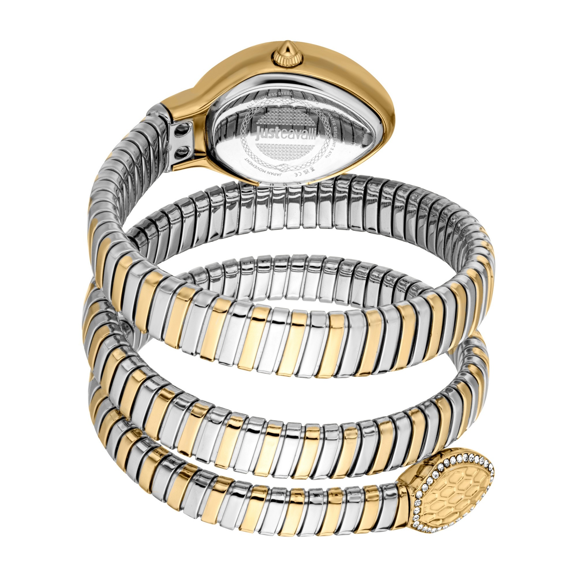 Just Cavalli Time Quarzuhr »Carezza«, Armbanduhr, Damenuhr, Edelstahlarmband, analog, Kristallsteine