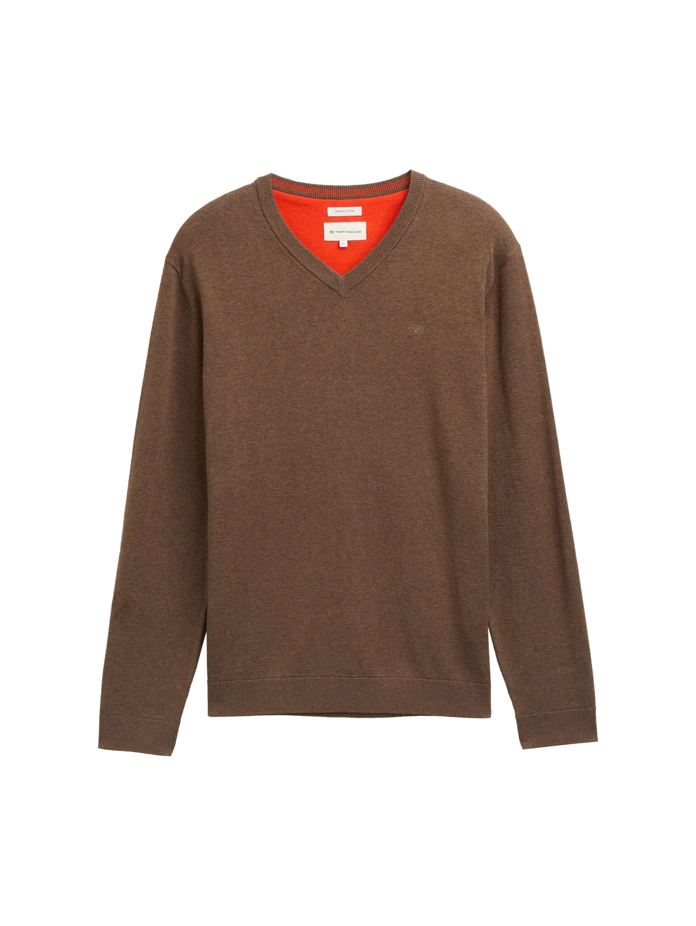 TOM TAILOR V-Ausschnitt-Pullover, mit kleiner Logo-Stickerei