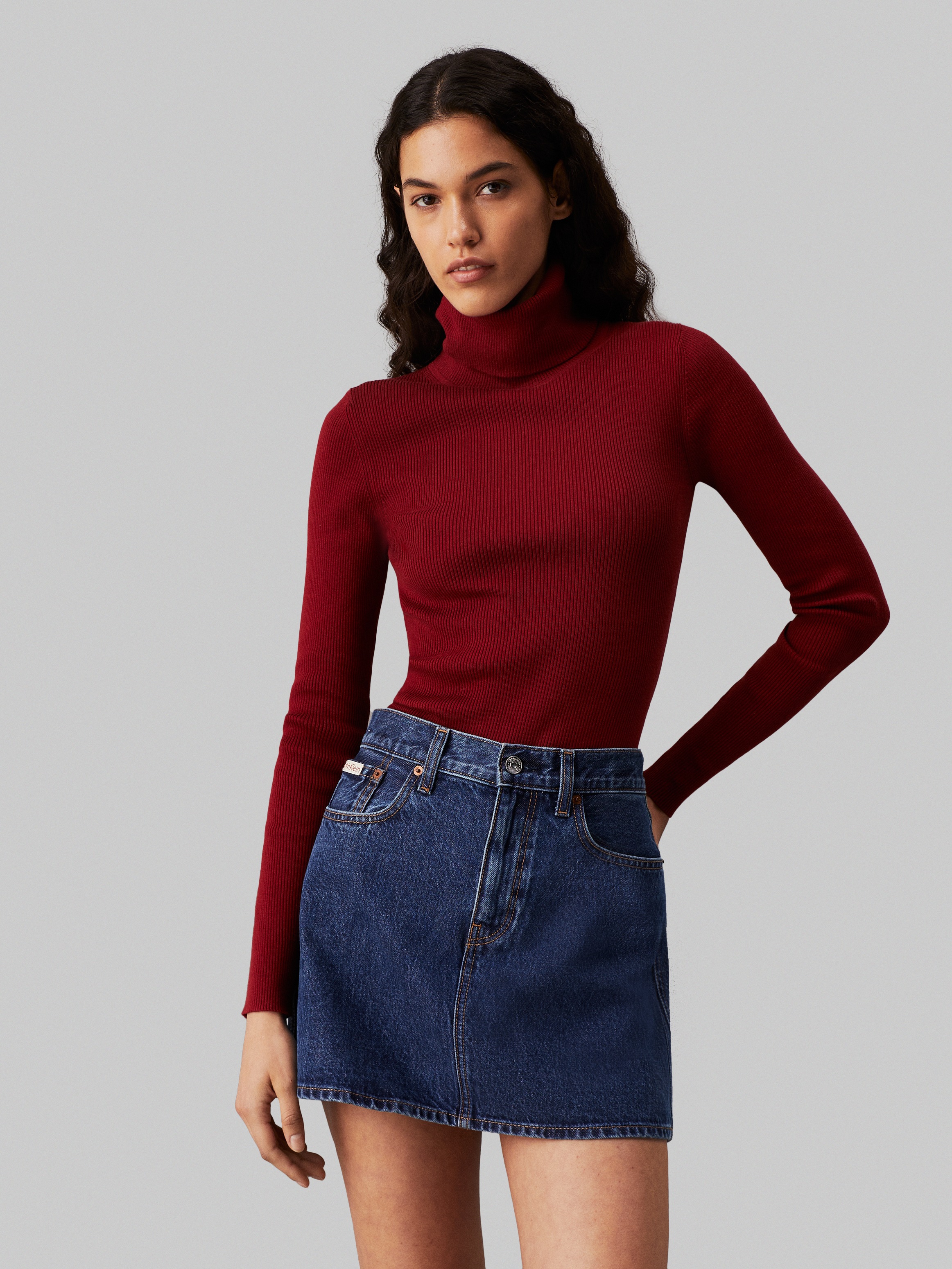 Calvin Klein Jeans Rollkragenpullover WOVEN LABEL ROLL NECK SWEATER mit Log günstig online kaufen