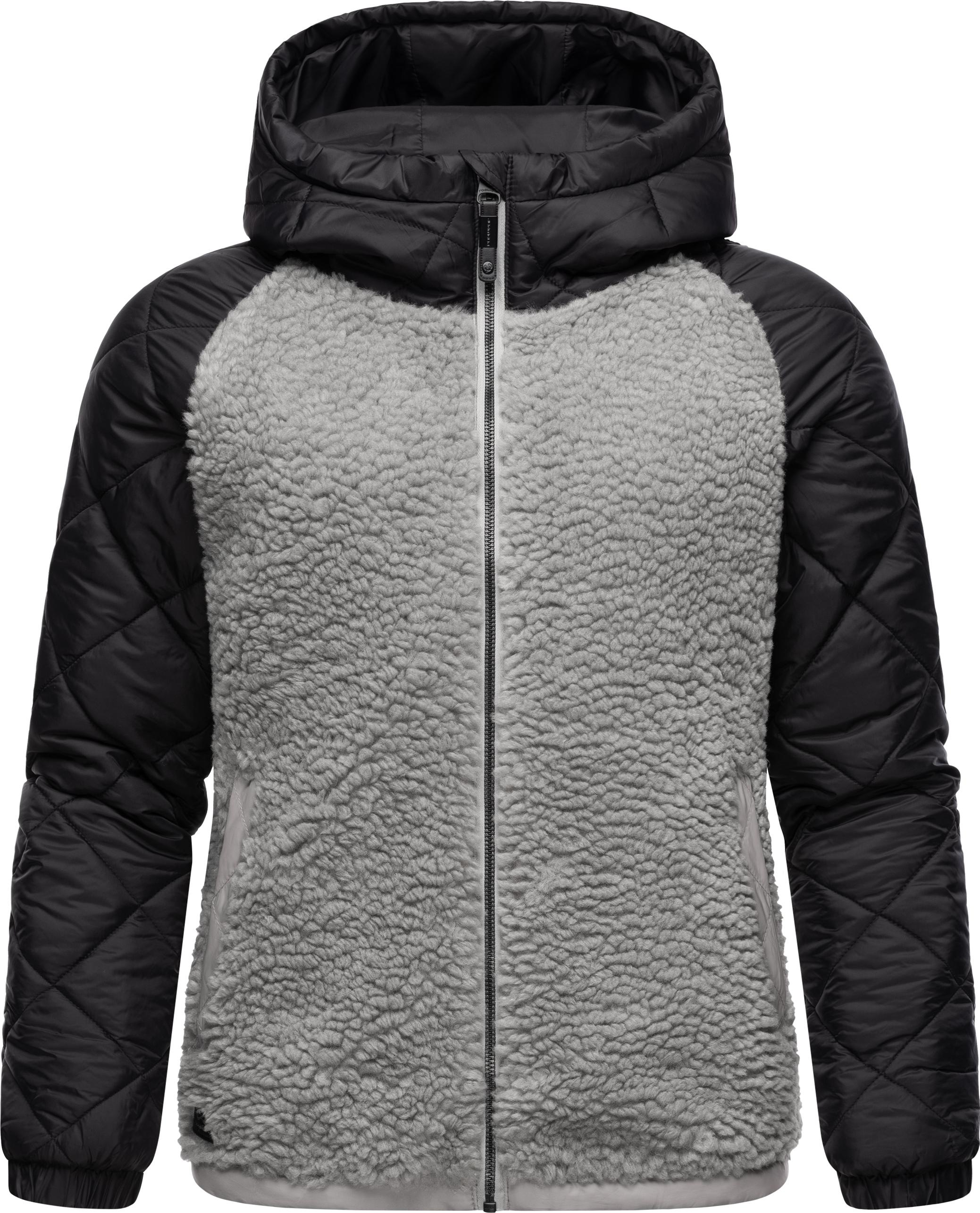 Ragwear Outdoorjacke »Leeloo«, mit Kapuze, Damen Übergangsjacke aus Teddyfleece mit gesteppten Ärmeln
