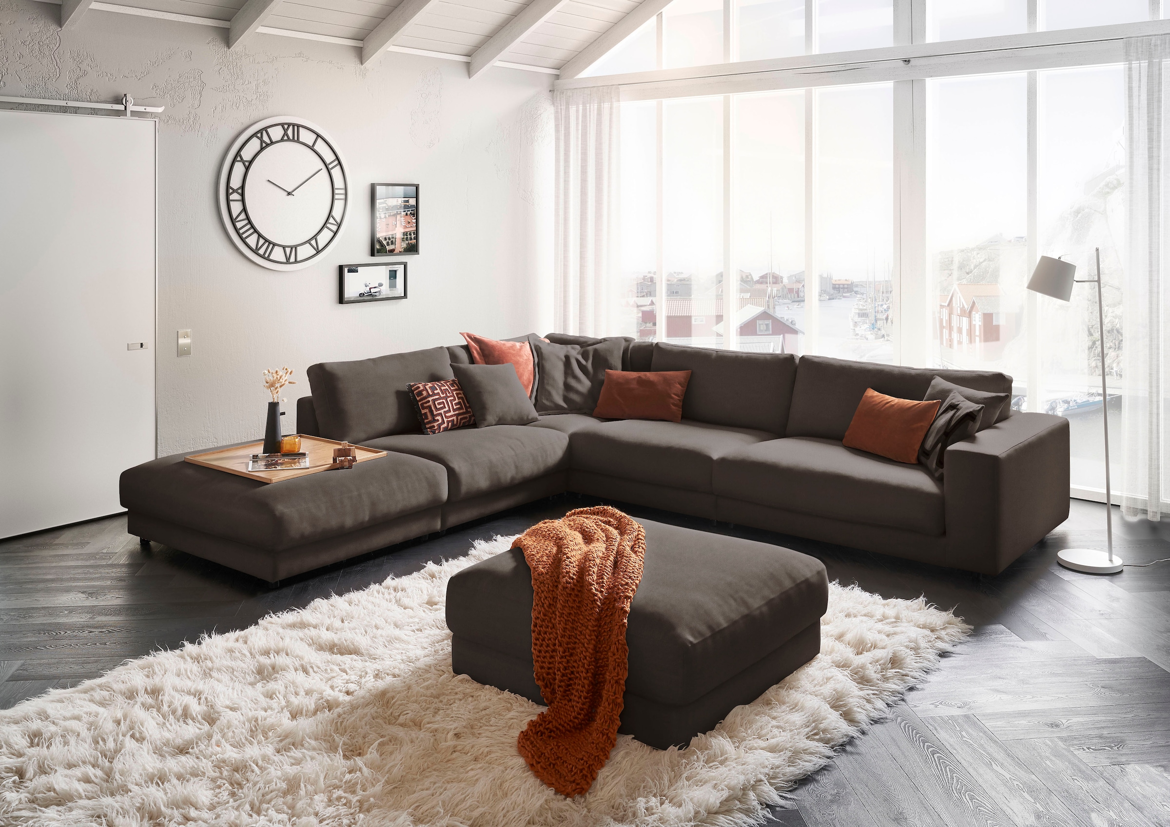 3C Candy Ecksofa "Enisa II, bequem und komfortabel, großes Familiensofa, L-Form" incl. 3 Flatterkissen, wahlweise mit Flecken-Schutz-Bezug Easy care