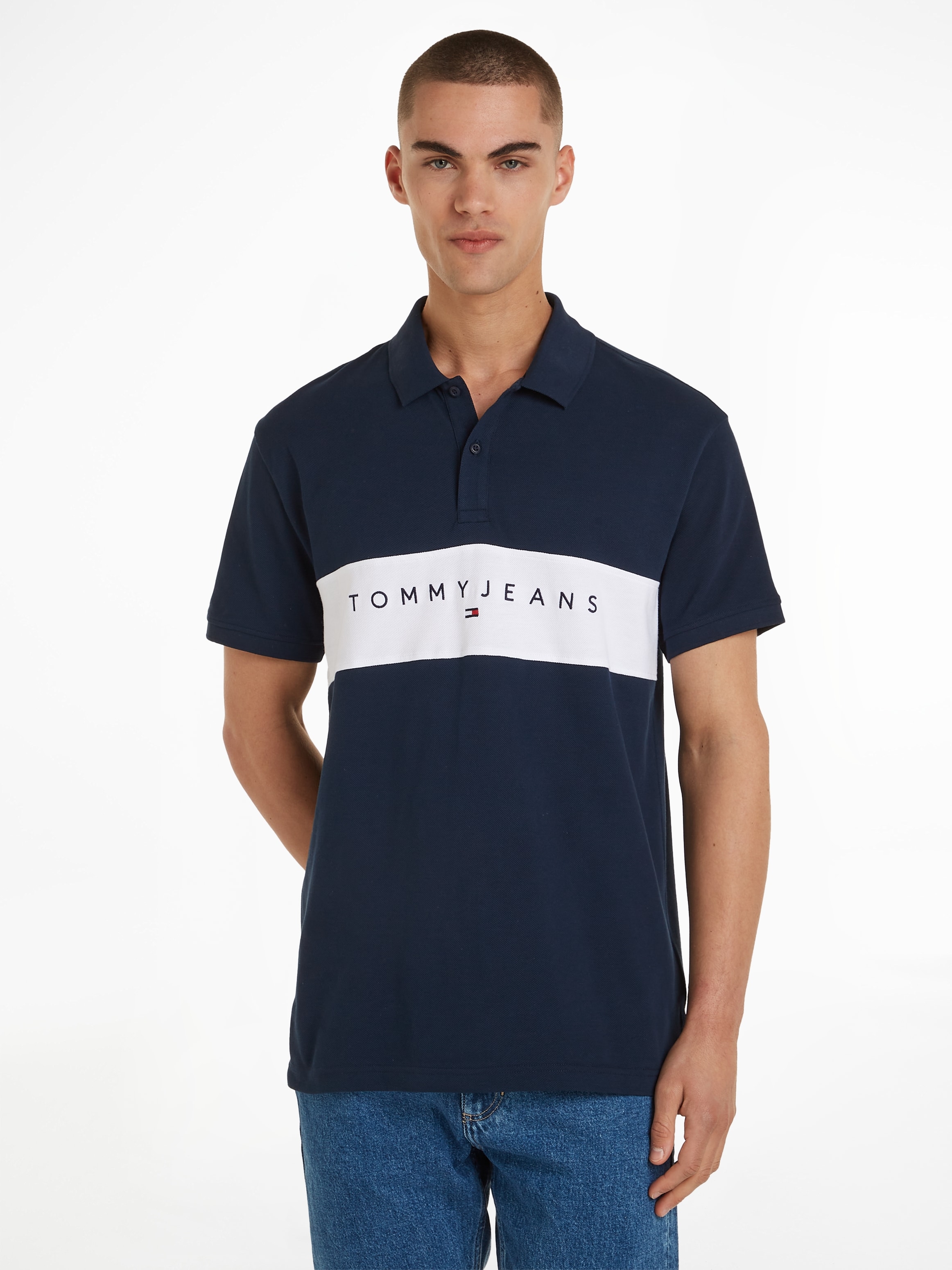 Tommy Jeans Poloshirt "TJM REG LINEAR POLO", mit großem Tommy Jeans Schrift günstig online kaufen