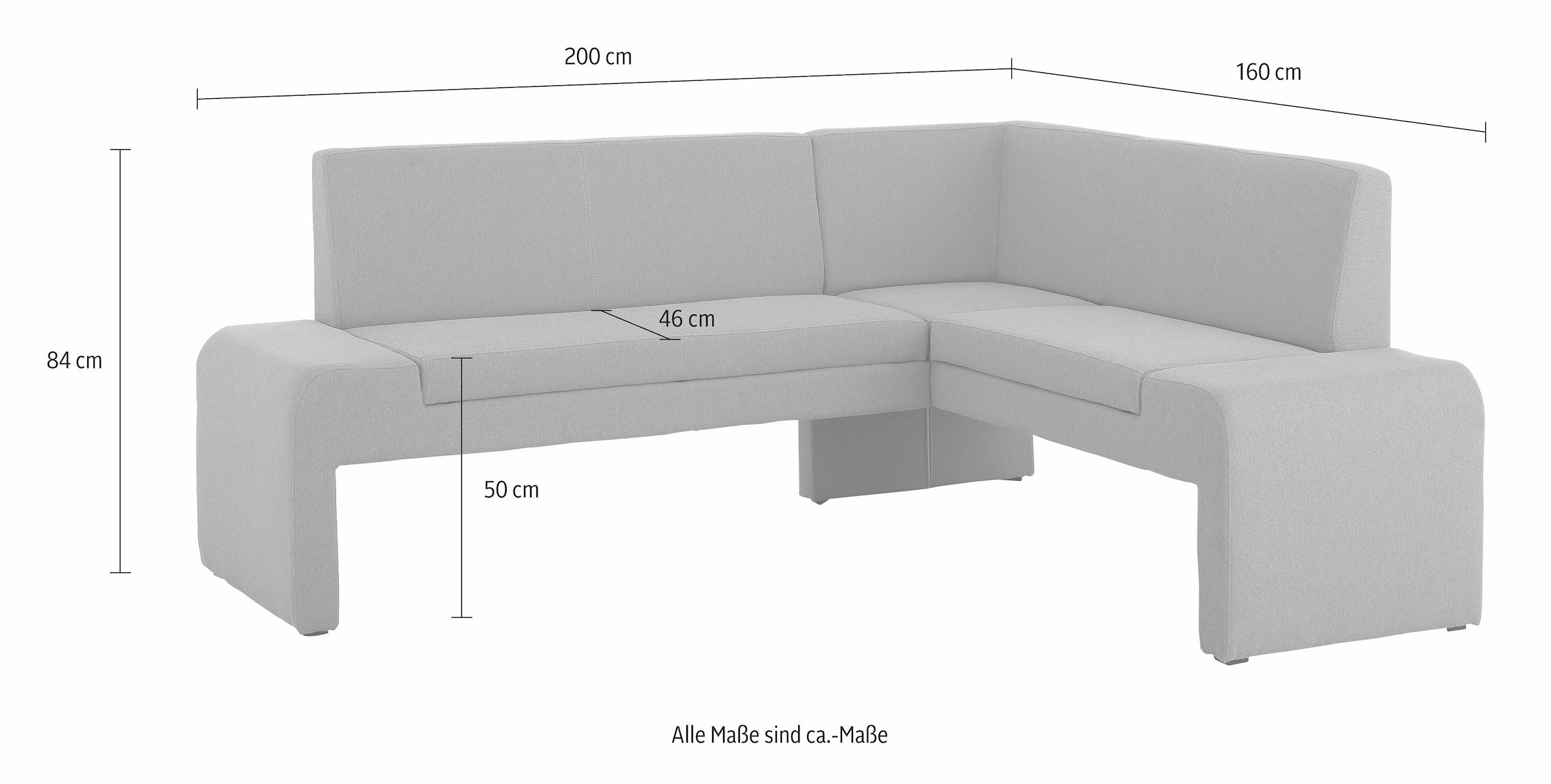 Home affaire Eckbank »Bologna«, in 2 Größen (langer Schenkel 180 oder 200 cm), verschiedene Qualitäten