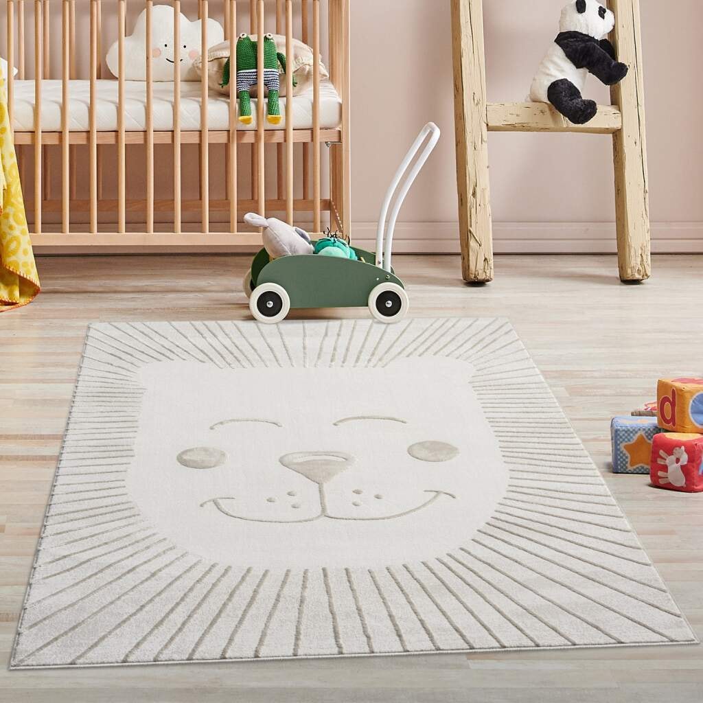 Carpet City Kinderteppich "MARA714", rechteckig, Kinderzimmer Teppich Tiere Beige Spielzimmer