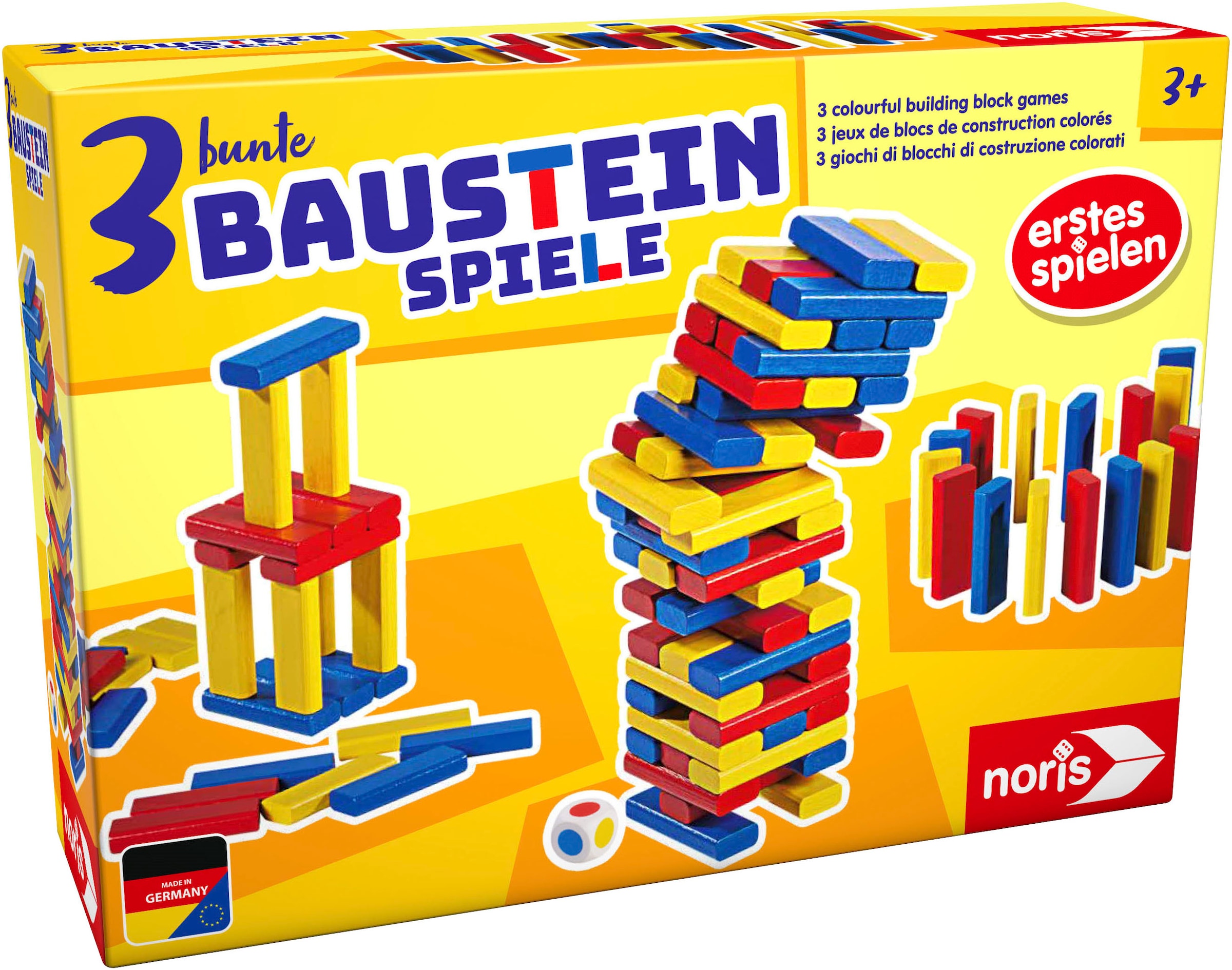 Noris Spiel »3 bunte Bausteinspiele«, Made in Germany