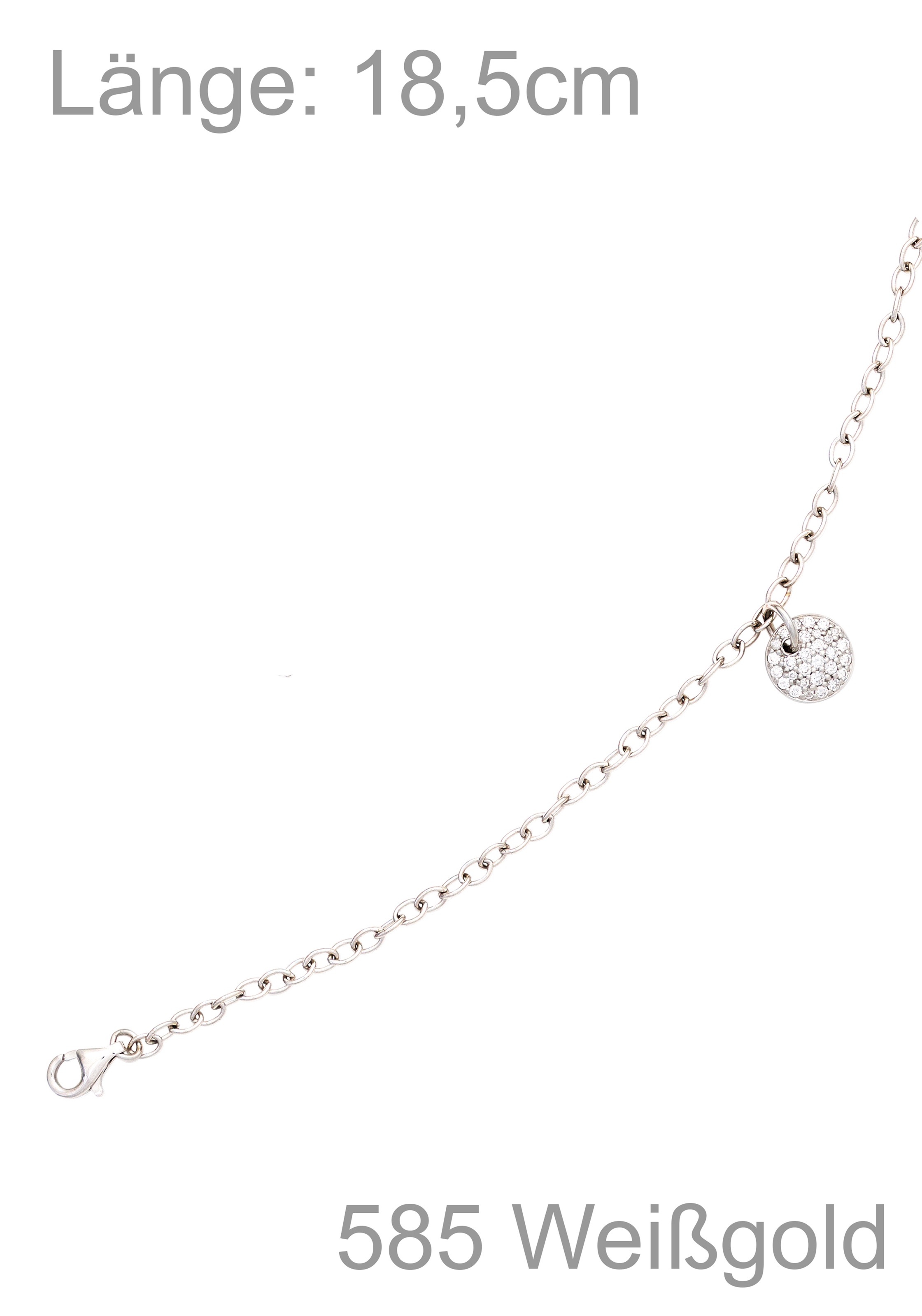 JOBO Armband »mit Diamantanhänger« 585 Weißgold mit 29 Diamanten 18,5 cm