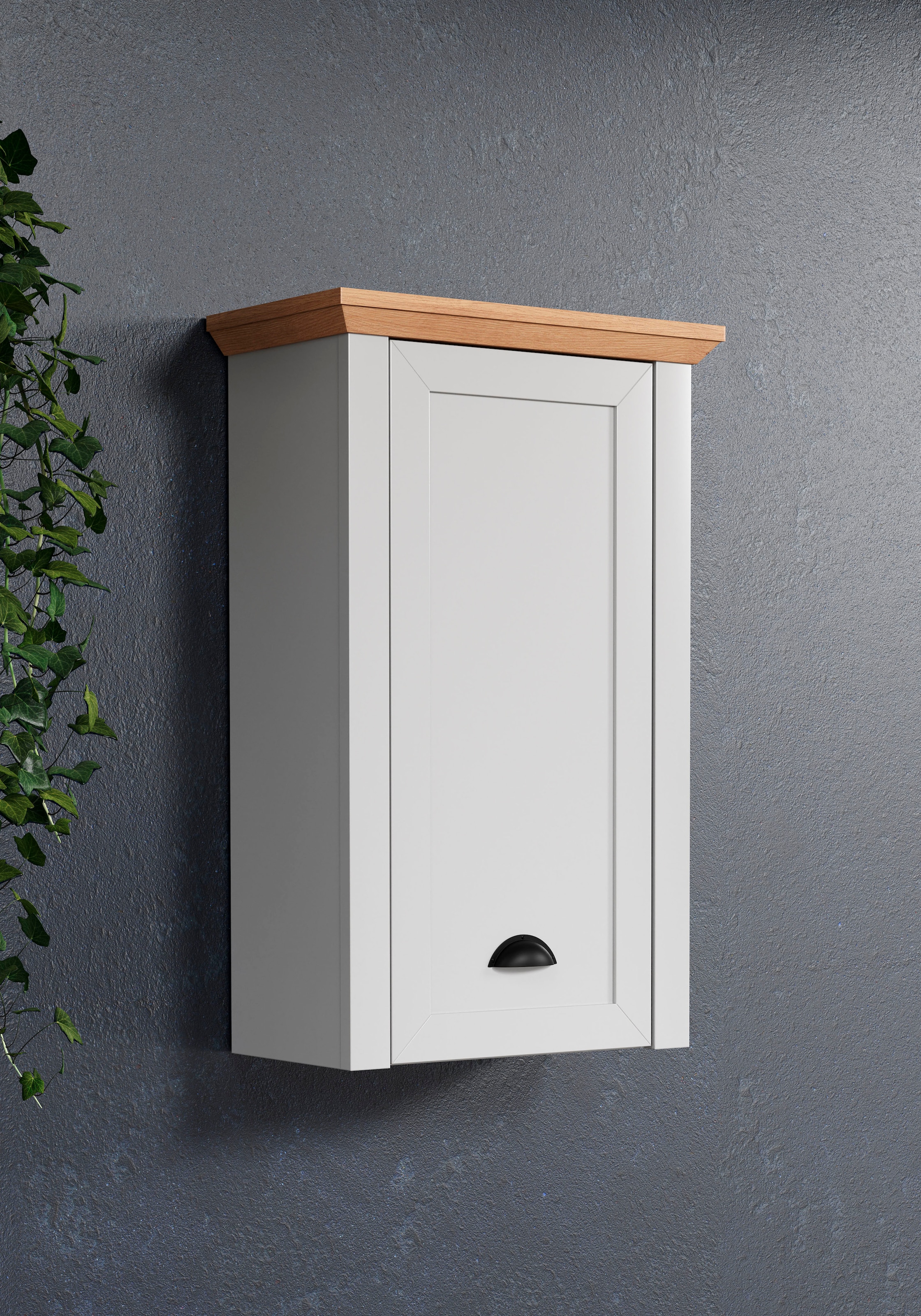 Home affaire Hängeschrank, Badschrank mit Muschelgriff im Landhaus-Look - (B/T/H) 46/24/73 cm