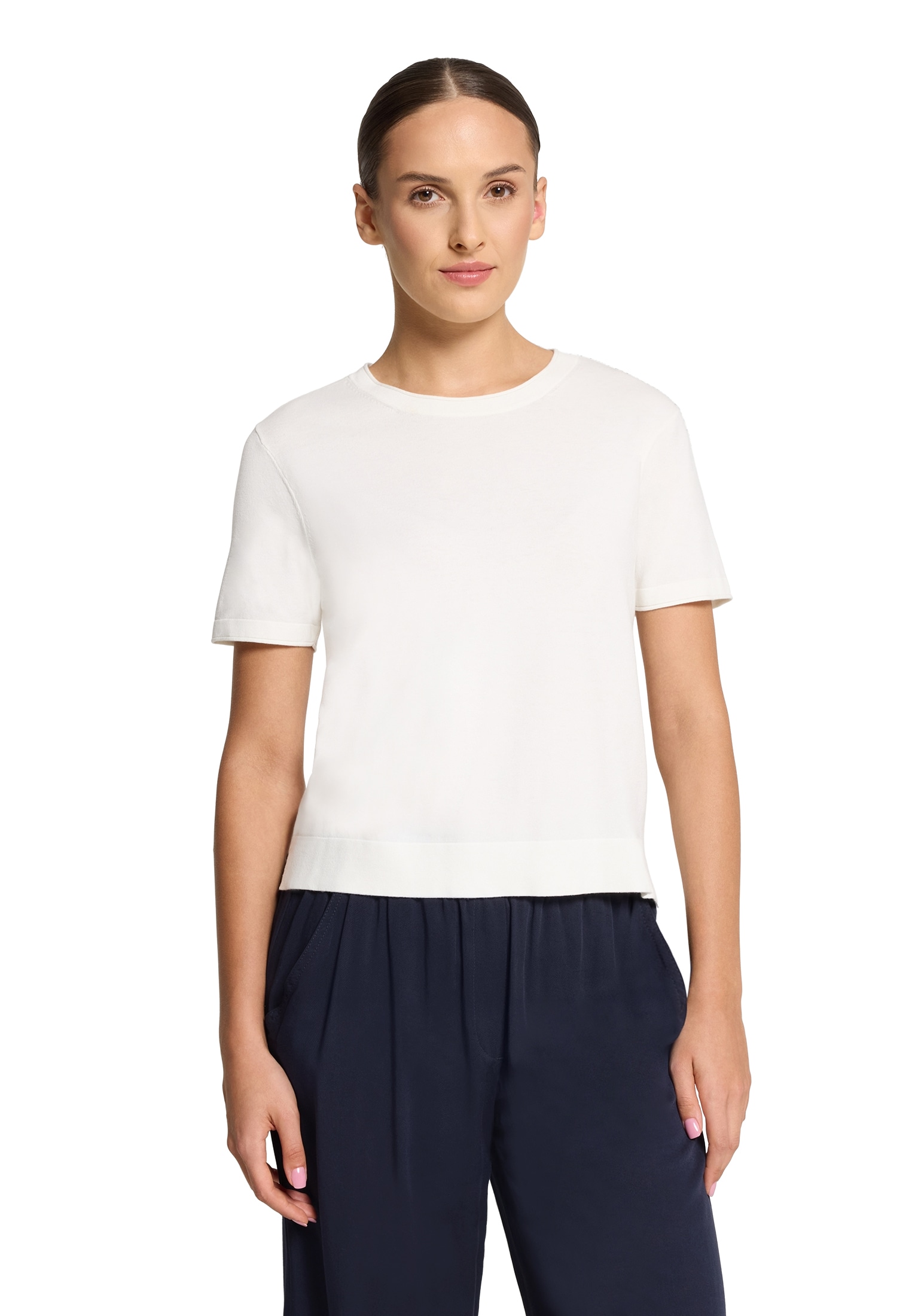 Vera Mont Kurzarmshirt "Vera Mont Damen Feinstrickpullover mit Rundhalsauss günstig online kaufen