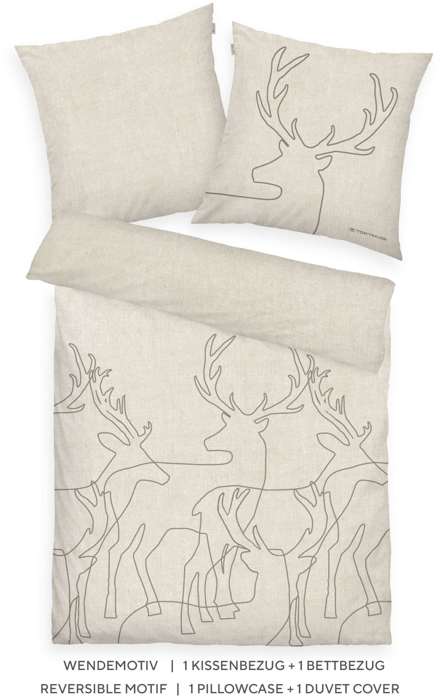 TOM TAILOR HOME Wendebettwäsche »Lennart in Gr. 135x200, 155x220 oder 200x200 cm, ideal für Weihnachten«, Flanell kuschelig warm im Winter, Weihnachtsbettwäsche aus Baumwolle