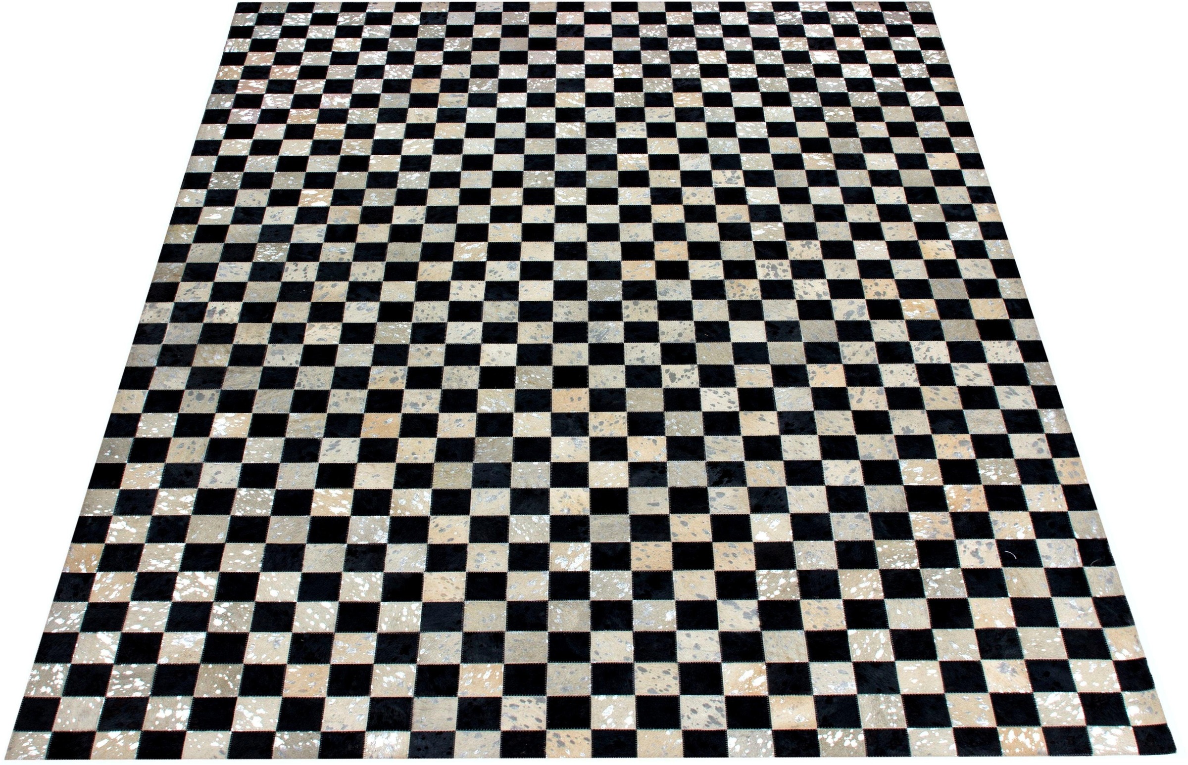 Lederteppich BRUNO BANANI "Beron" Gr. 6, grau, B:200cm H:8mm L:290cm, Leder, Teppiche, Schachbrettmuster, echt Leder, flacher Teppich 3
