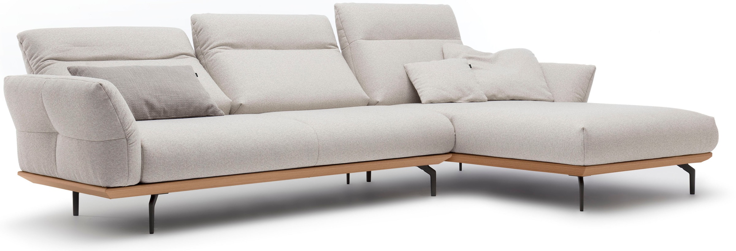 Creation BY ROLF BENZ Ecksofa »CR.460«, Sockel in Eiche, Winkelfüße in Umbragrau, Breite 318 cm