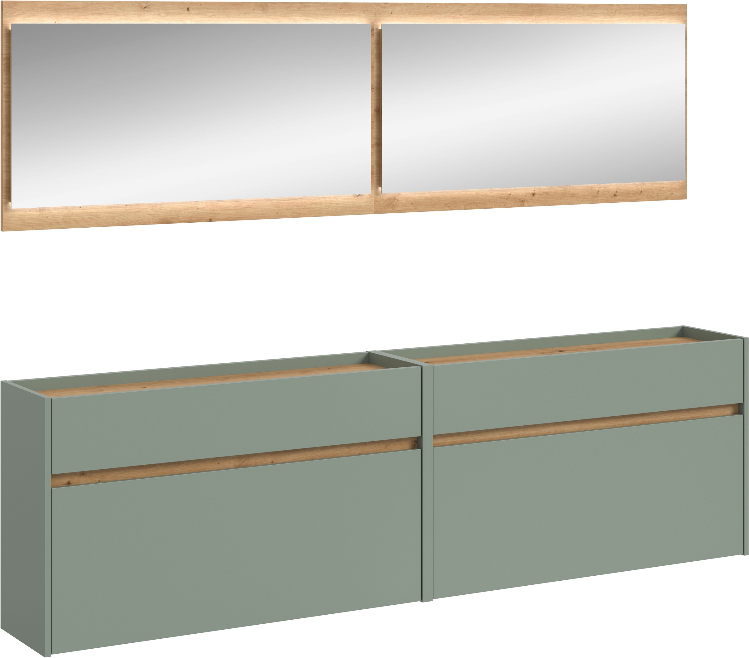 Home affaire Garderoben-Set "EVRID, 4-teilig, Breite 220 cm, inkl. Beleucht günstig online kaufen