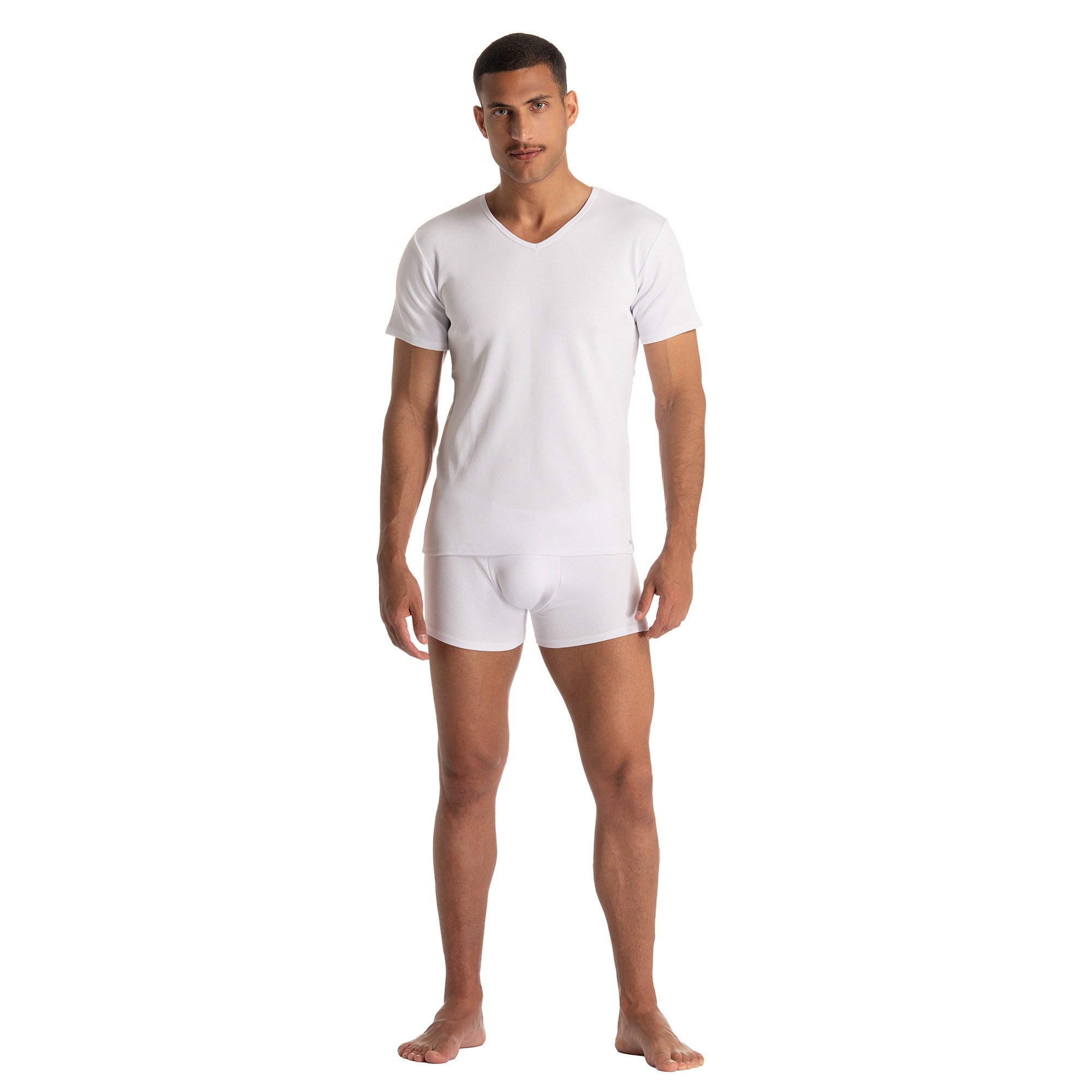 Bruno Banani V-Shirt »FINE RIB« Feinripp, Kurzarm, V-Neck, Cotton-Mix