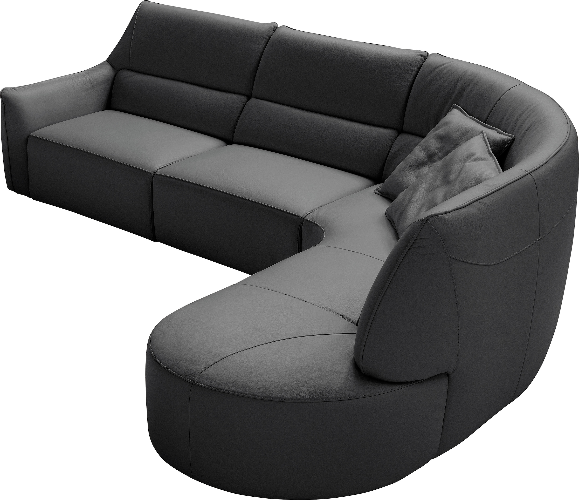 Egoitaliano Ecksofa "Puffy, extravagant & edel, Retro Designsofa, hoher Sitzkomfort, L-Form" mit Ottomane, wahlweise mit und ohne elektrischer Relaxfunktion